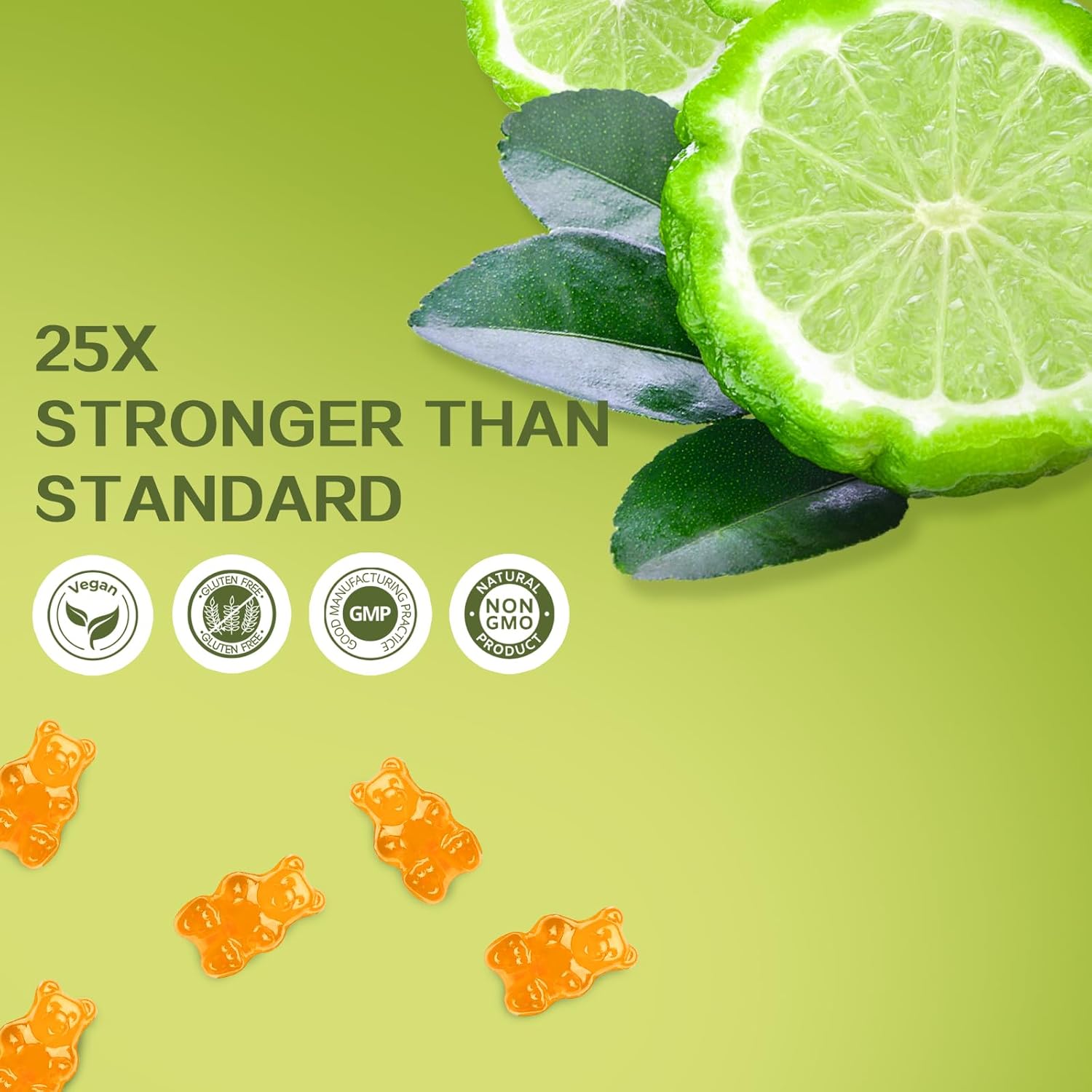 Citrus Bergamot Gummies 1000mg with Vitamin D3+K2 for Heart & Immune Support - Vegan, All-Natural, Sugar-Free - 60 Gummies