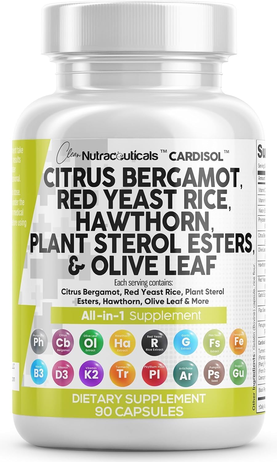 Citrus Bergamot Red Yeast Rice Capsules with Plant Sterols and Essential Nutrients
