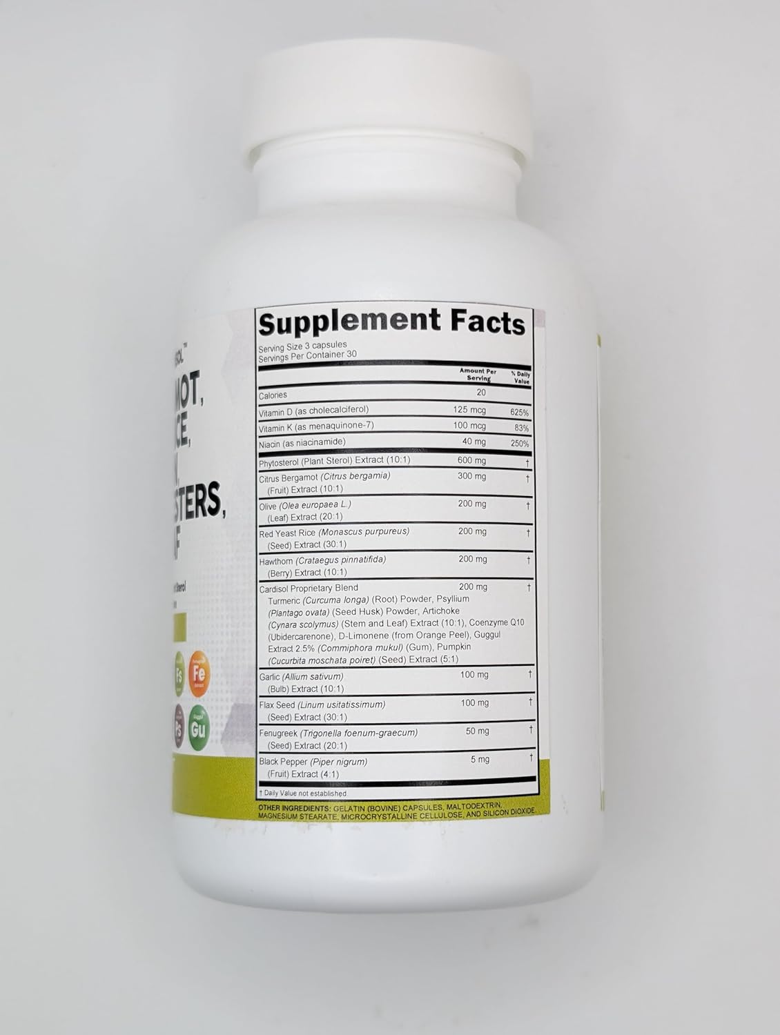 Citrus Bergamot Red Yeast Rice Capsules with Plant Sterols and Essential Nutrients