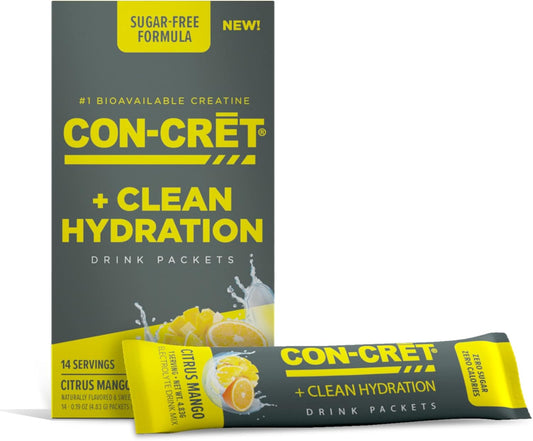 Citrus Mango Electrolyte Powder Packets with Creatine HCl for Hydration and Recovery (14 Count)