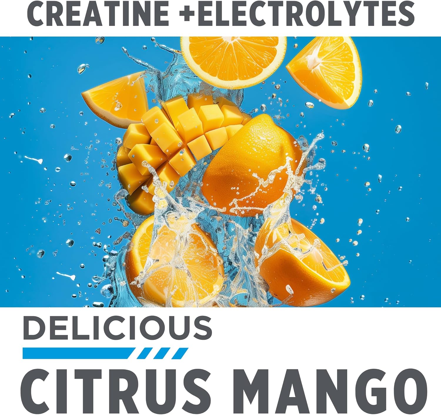 Citrus Mango Electrolyte Powder Packets with Creatine HCl for Hydration and Recovery (14 Count)
