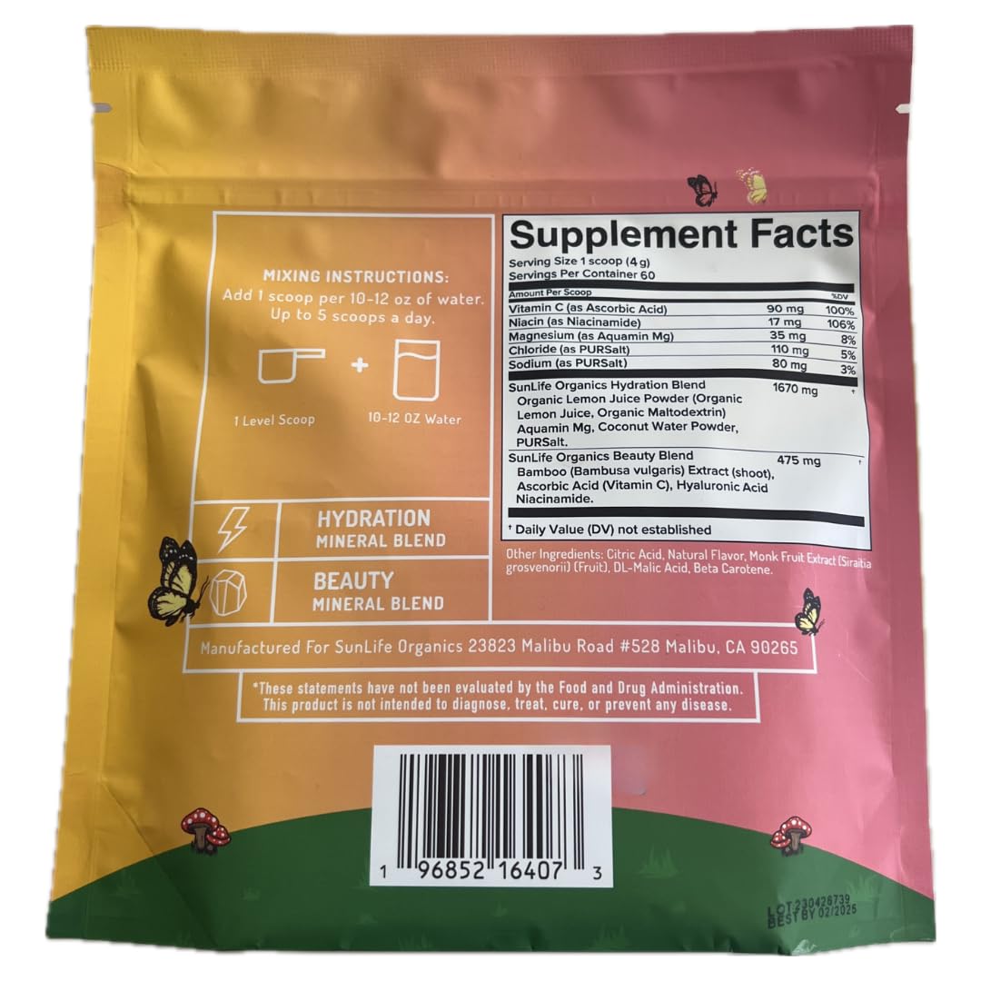 Citrus Rush Hydration & Beauty Powder - Electrolyte Drink Mix with Daily Vitamins - Magnesium, Vitamin C, Niacin - Non-GMO - 60 Servings