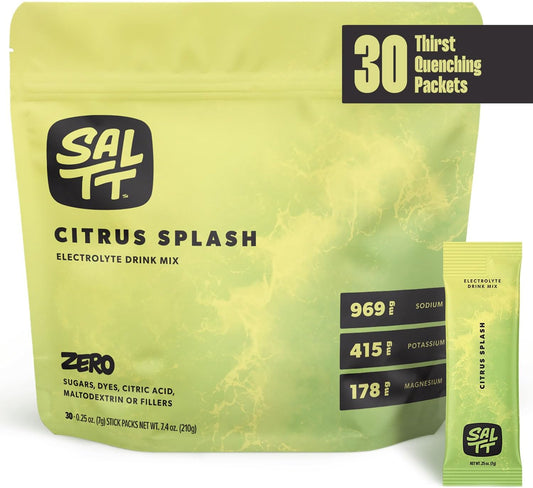 Citrus Splash Lemon Lime Keto Chow SALTT Electrolyte Powder Packets - 30 Sticks | Zero-Sugar Hydration with Sodium, Magnesium, Potassium, and Trace Minerals | Natural Ingredients