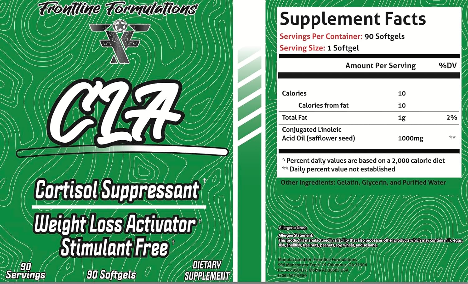CLA and Cortisol Suppressant for Enhanced Energy and Metabolism - Stimulant-Free - Train Harder, Recover Faster - 90 Servings