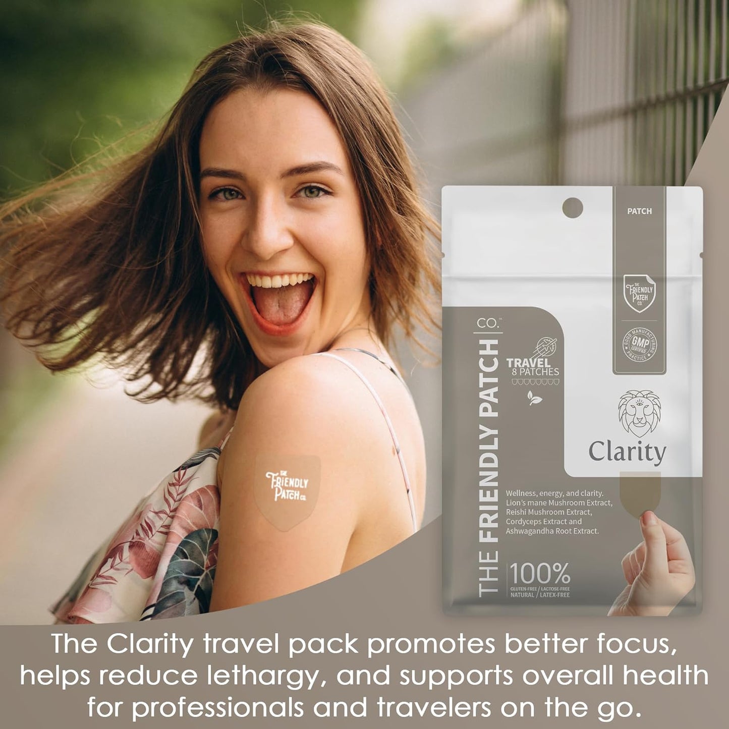 Clarity Mushroom Patches - Lion’s Mane, Reishi, Cordyceps & Ashwagandha - Nootropic Energy Boost - Memory and Focus Support - 8 Pack