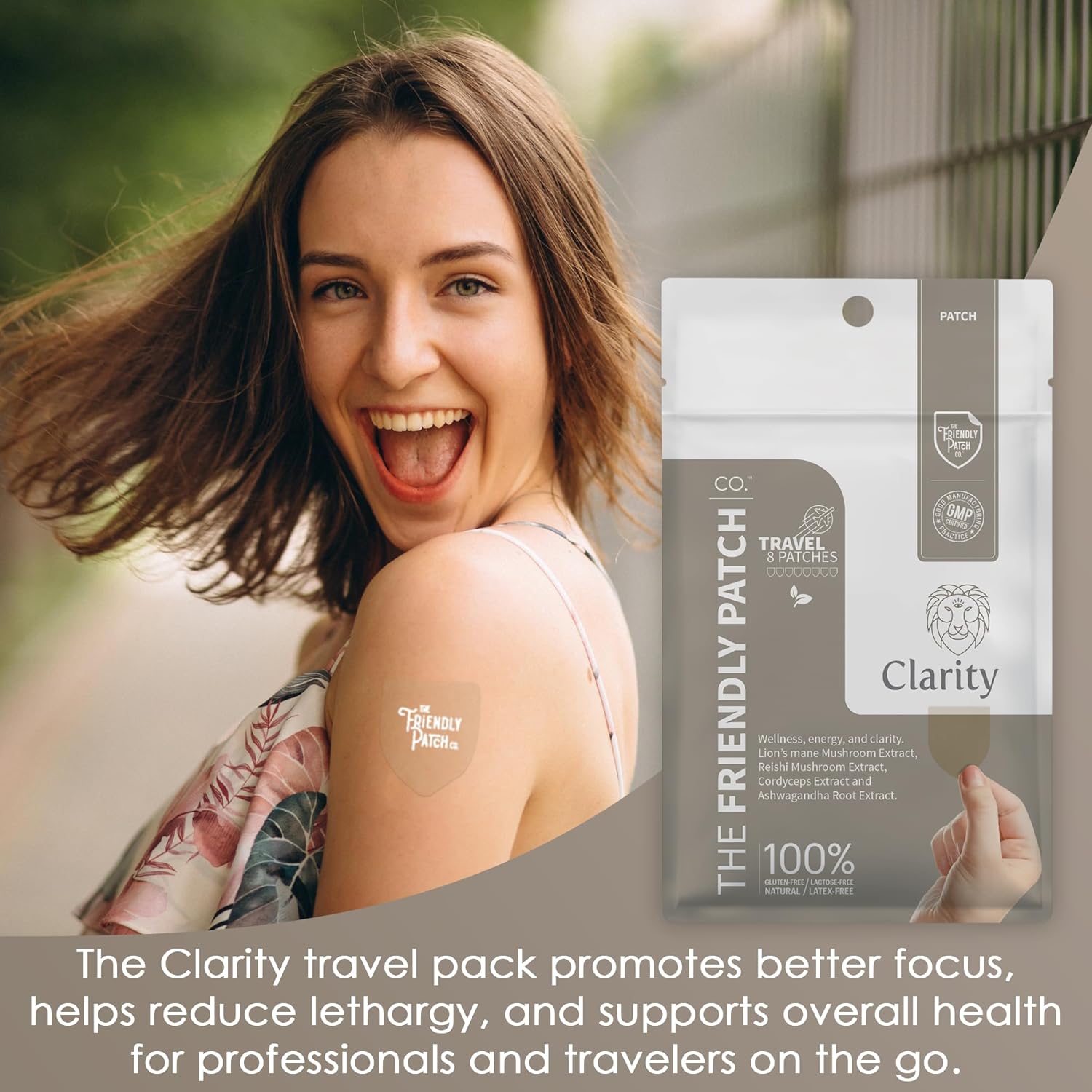 Clarity Mushroom Patches - Lion’s Mane, Reishi, Cordyceps & Ashwagandha - Nootropic Energy Boost - Memory and Focus Support - 8 Pack