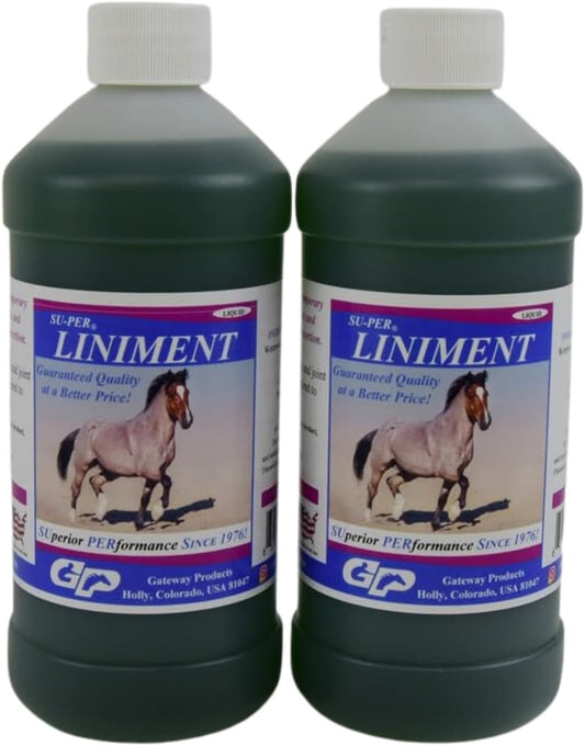Classic Equine SU-PER Liniment for Horses - Relieves Minor Stiffness & Soreness - 1 Pint, (2 Pack)