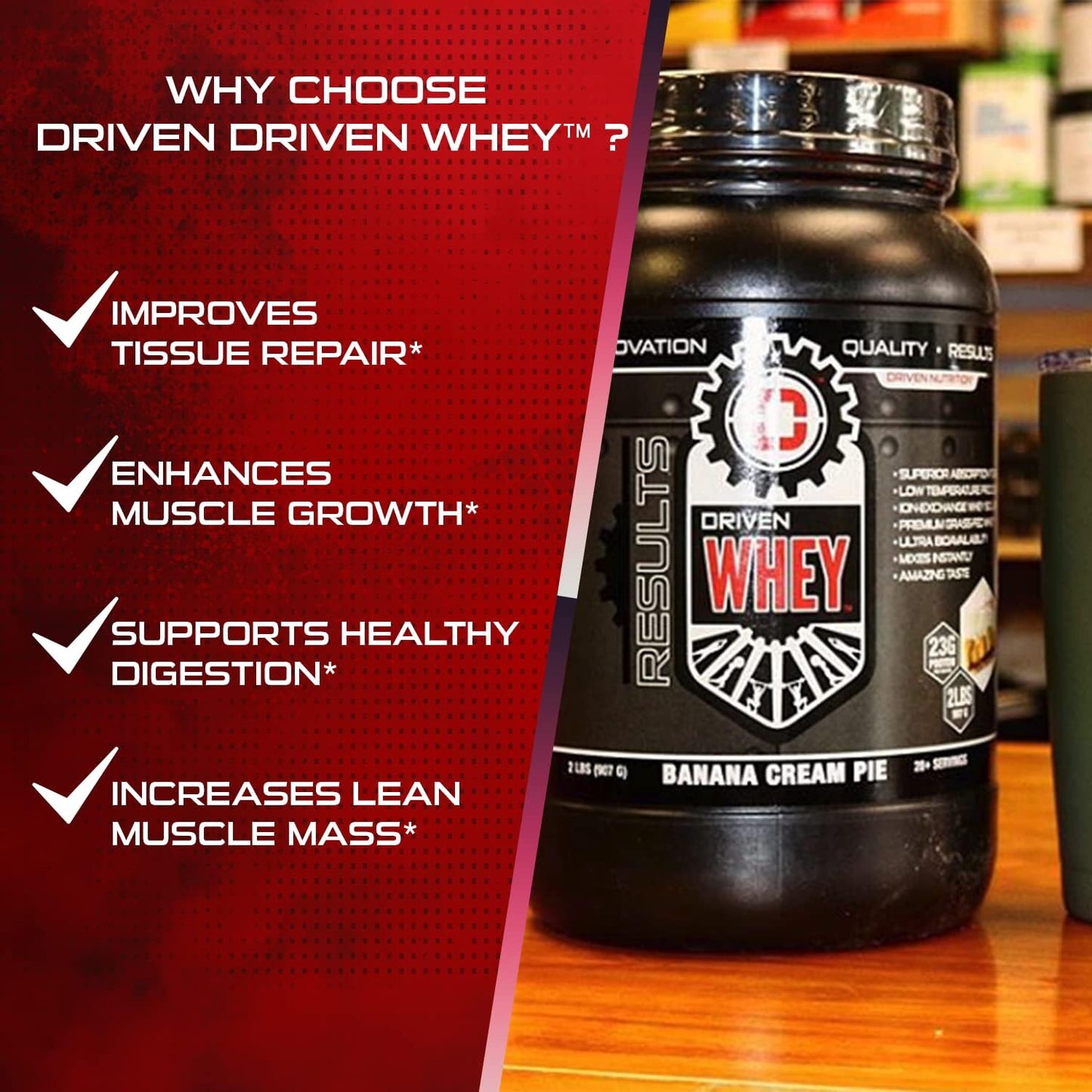 Clean Grass-Fed Whey Protein Powder with BCAA and Digestive Enzymes for Muscle Recovery - Delicious Banana Pie Flavor - 2 lb