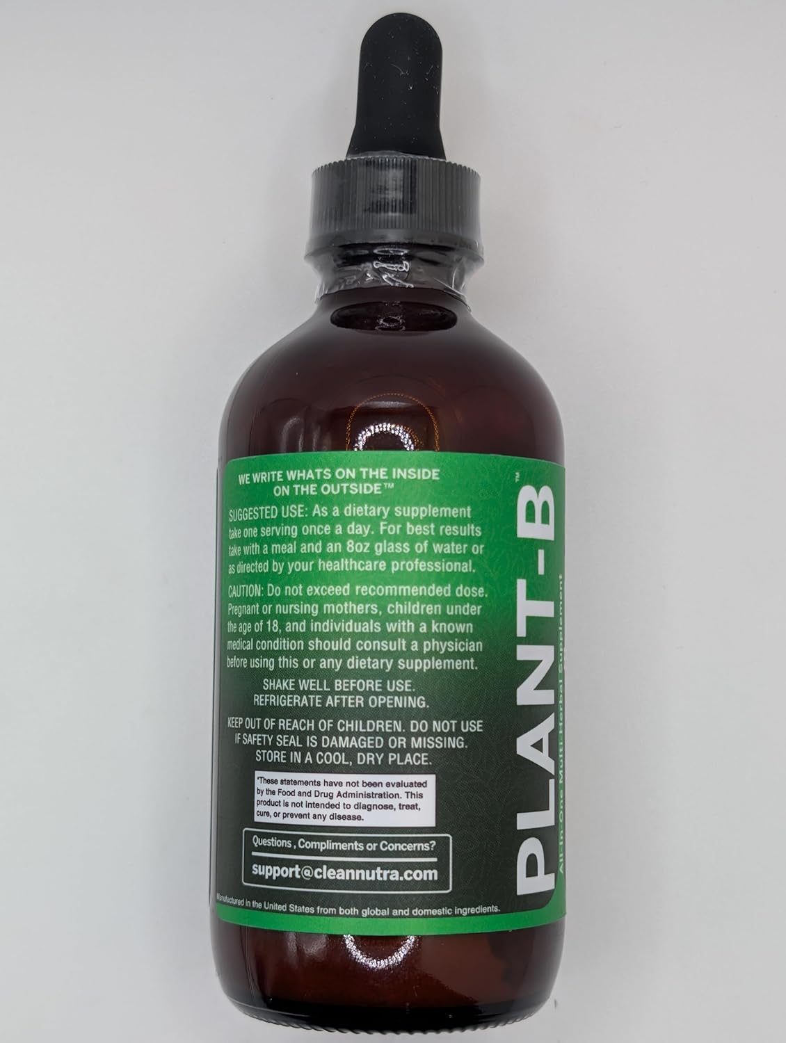 Clean Nutra Liquid Vitamin B Complex Drops with Thiamine, B6, B2, B3, B5, B9, B12, Niacinamide, Paba, Choline, Inositol, Taurine, Probiotics, Beet Root, and Spirulina - Plant-Based Supplements for Energy and Health