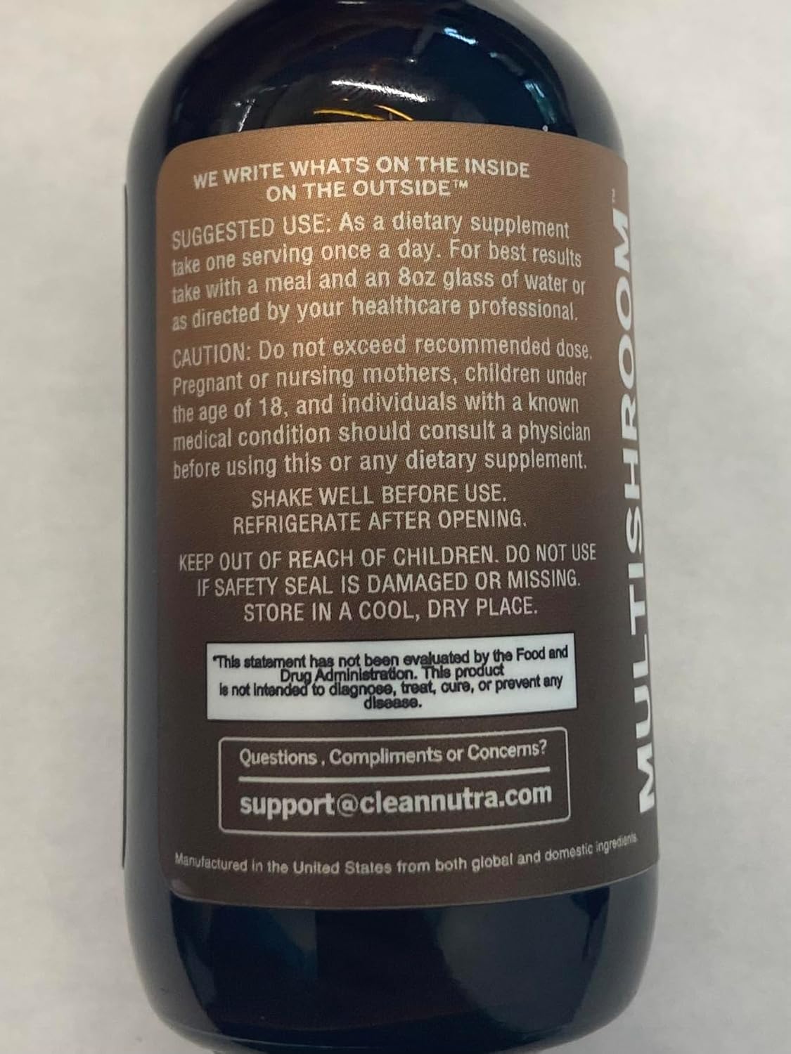 Clean Nutraceuticals Organic Mushroom Supplement Liquid Drops - Lions Mane, Turkey Tail, Cordyceps, Reishi, Chaga, Shitake, Maitake, Tremella, Oyster Mushrooms, Poria, Enokitake Complex Blend