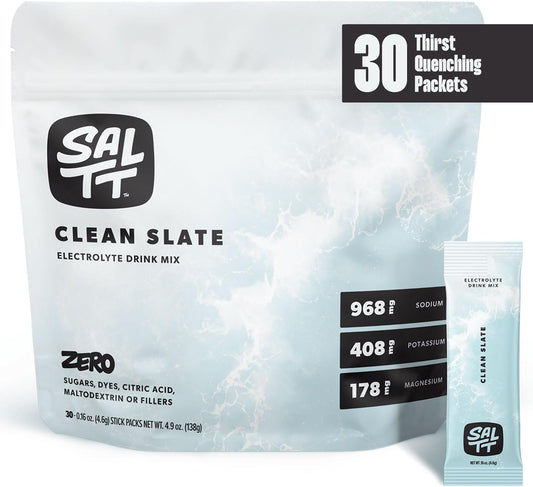 Clean Slate Keto Electrolytes Powder Drink Mix - 30 Packets - Magnesium, Potassium, Sodium, Trace Minerals - Zero Sugar & Gluten Free - Travel Hydration Essentials