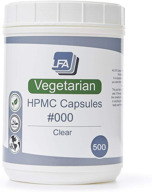Clear HPMC Vegan Capsules Size 000-500 Count for Pill Filling Tray - Halal Kosher Veggie Capsules - Fillable Vegetable Capsules for LFA Tablet Presses