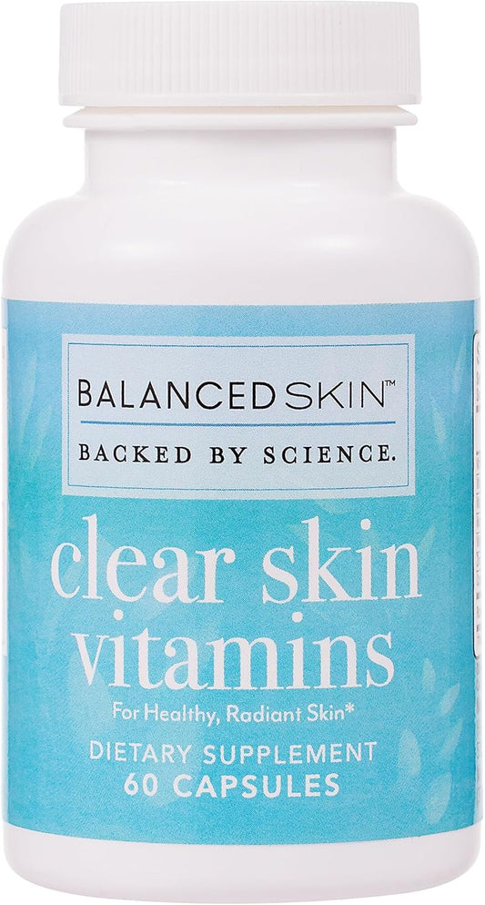 Clear Skin Vitamins for Hormonal & Cystic Acne Control - Dermatologist Developed Supplement for Healthy Glowing Skin in Women & Men