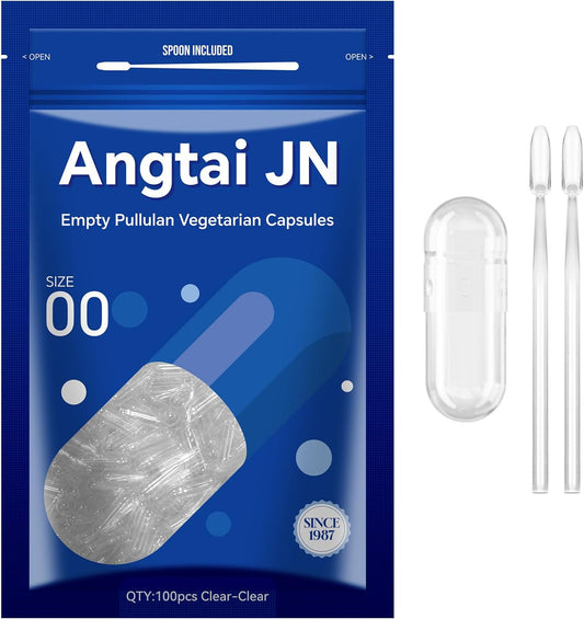 Clear Vegetarian Size 00 Empty Capsules (100 Count) with Micro Lab Spoons - DIY Veggie Caps for Supplements