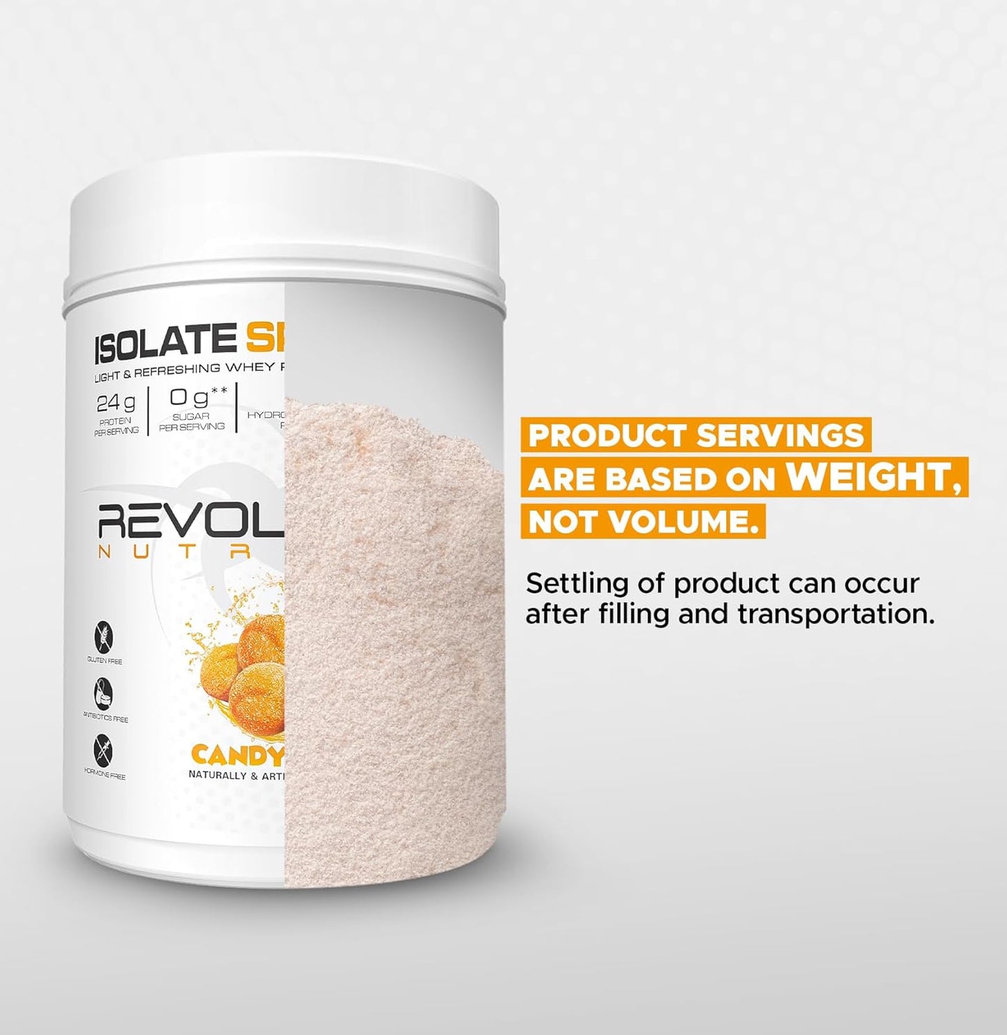 Clear Whey Protein Powder with Collagen - Candy Peach Flavour, 24g Protein Per Scoop, Zero Sugar - 817g, 23 Servings - Isolate Splash by Revolution Nutrition