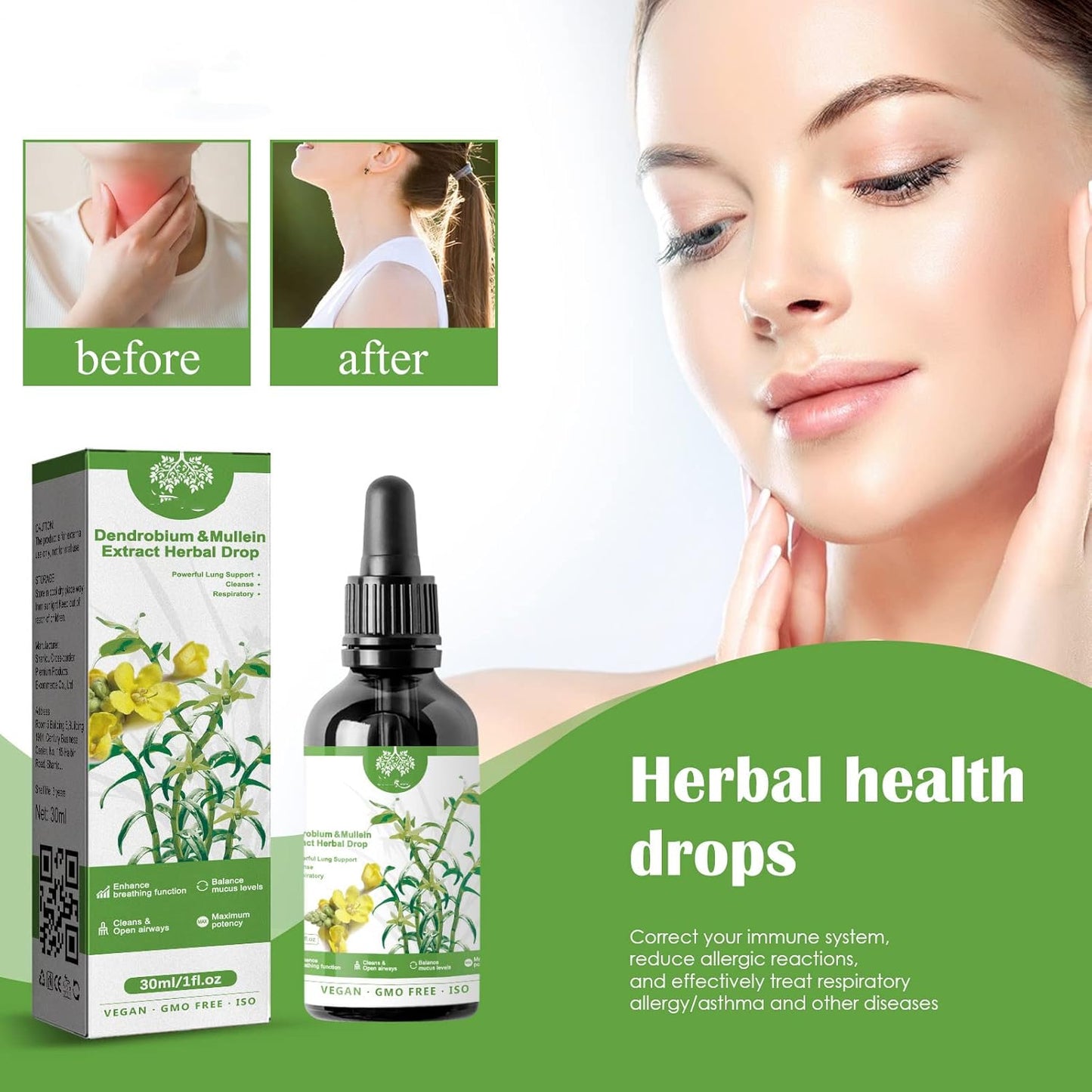 Clearbreath Herbal Drops - Lung Support with Dendrobium & Mullein Extract (3 Pack)