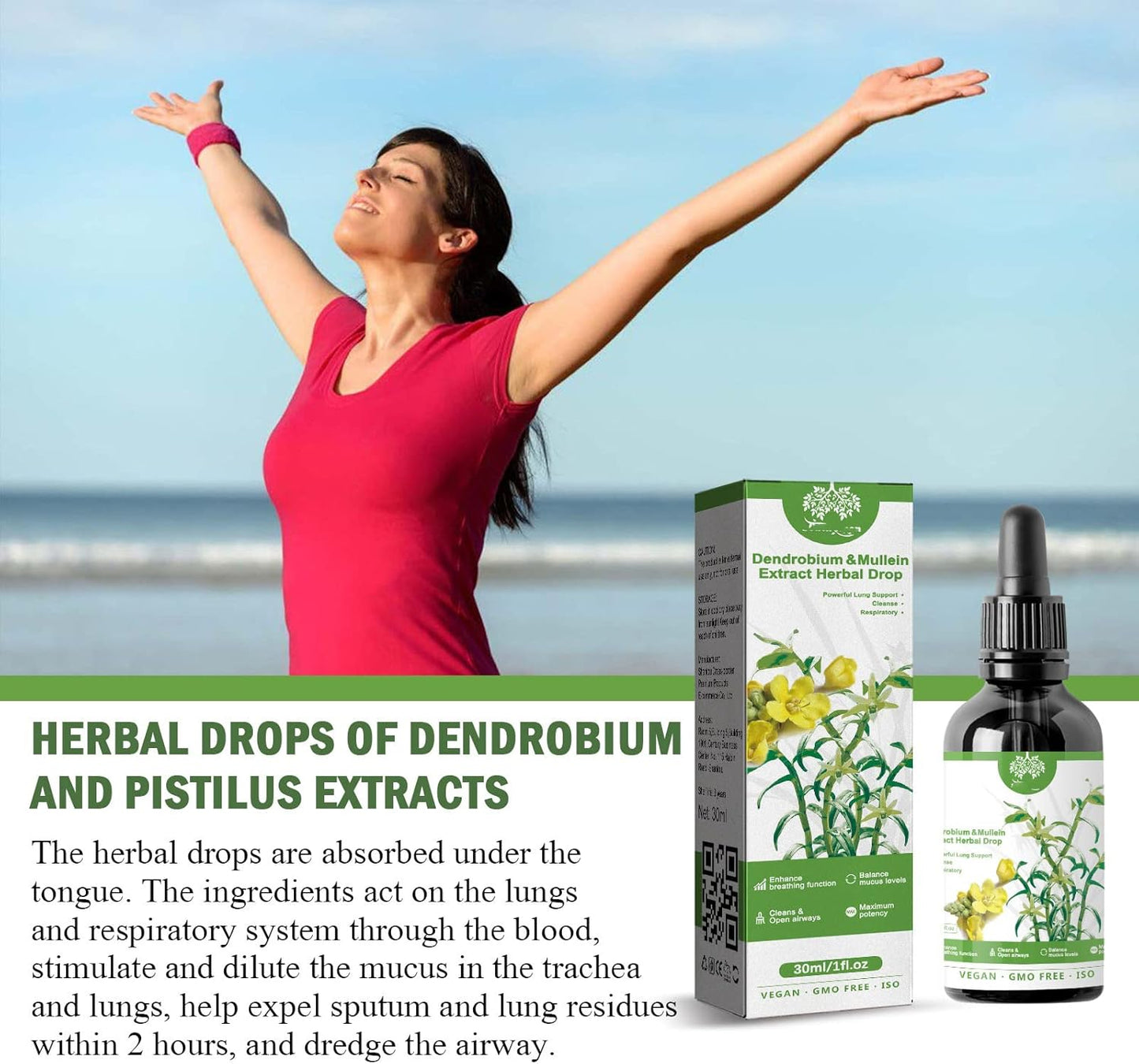 Clearbreath Herbal Drops - Lung Support with Dendrobium & Mullein Extract (3 Pack)
