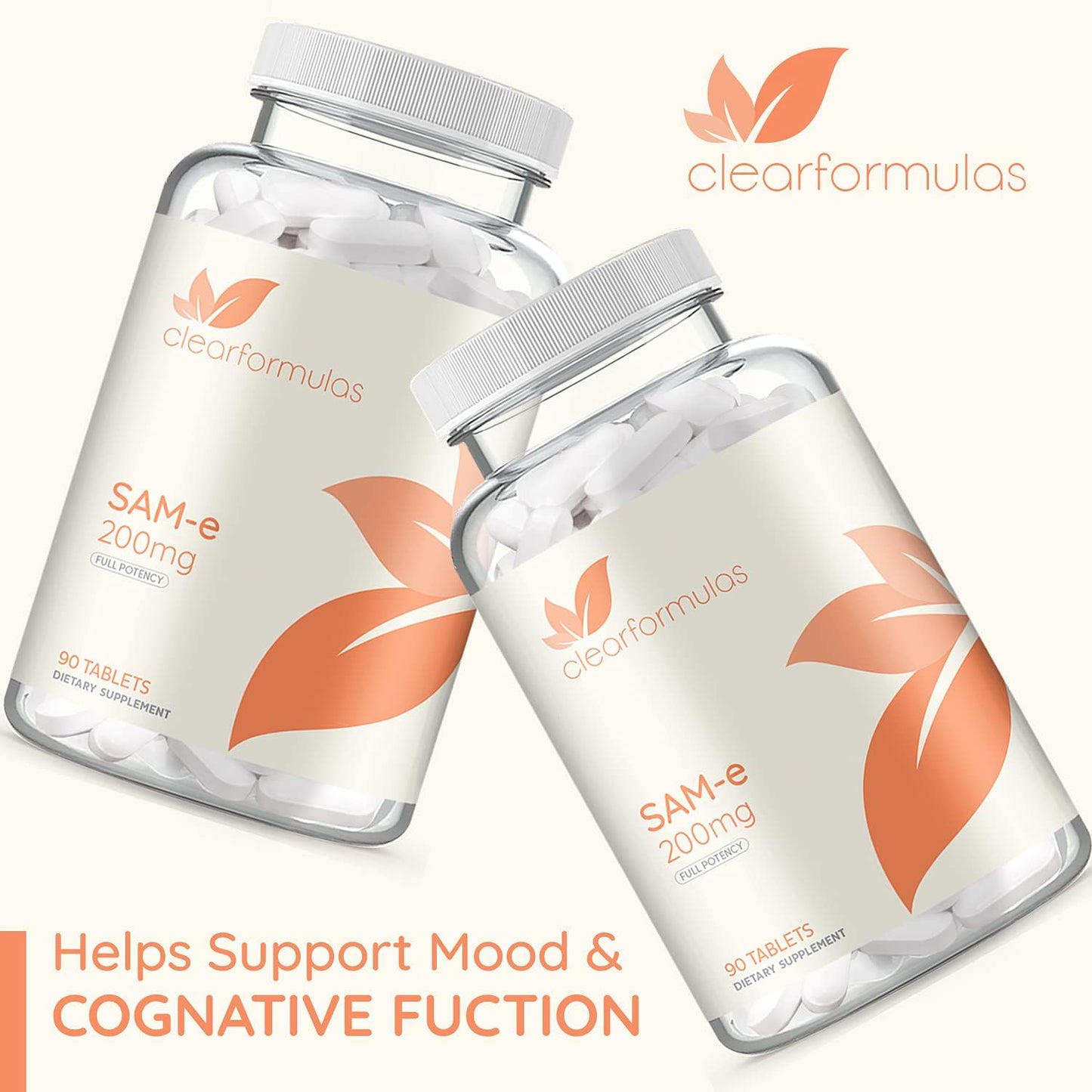 ClearFormulas Sam-e 200mg (90 Tablets) Full Strength S-Adenosyl-L-Methionine for Mood & Joint Health