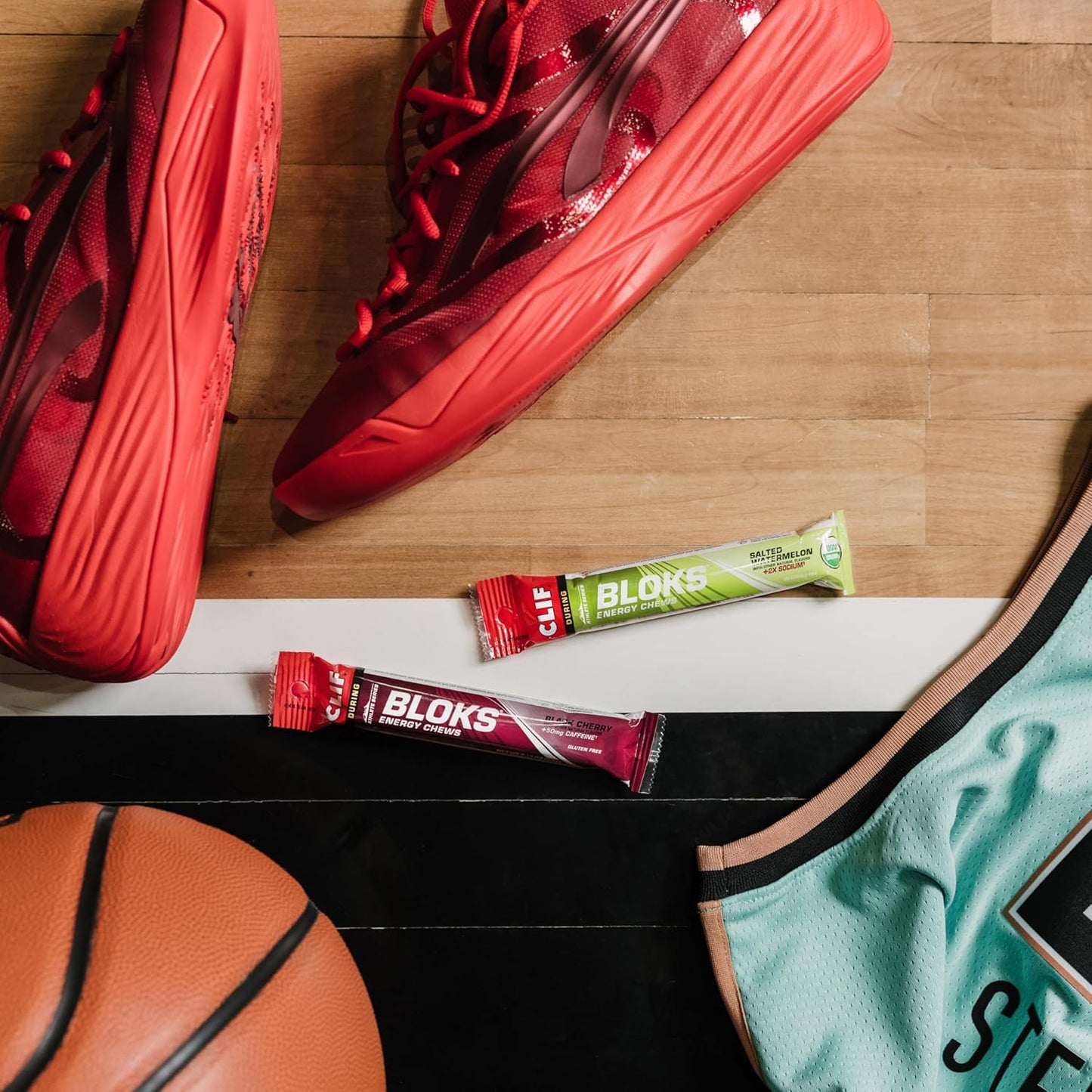 CLIF BLOKS Energy Chews - Tropical Punch Flavor with Caffeine - Non-GMO - Plant Based - Fast Fuel for Cycling and Running - Includes Carbohydrates and Electrolytes - 2.12 oz (18 Count)