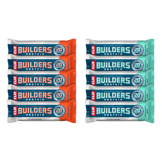 CLIF Builders Variety Pack - Chocolate Mint and Chocolate Flavor - Plant Based Protein Bars - Gluten Free - Non-GMO - Low Glycemic - 20g Protein - 10 Count
