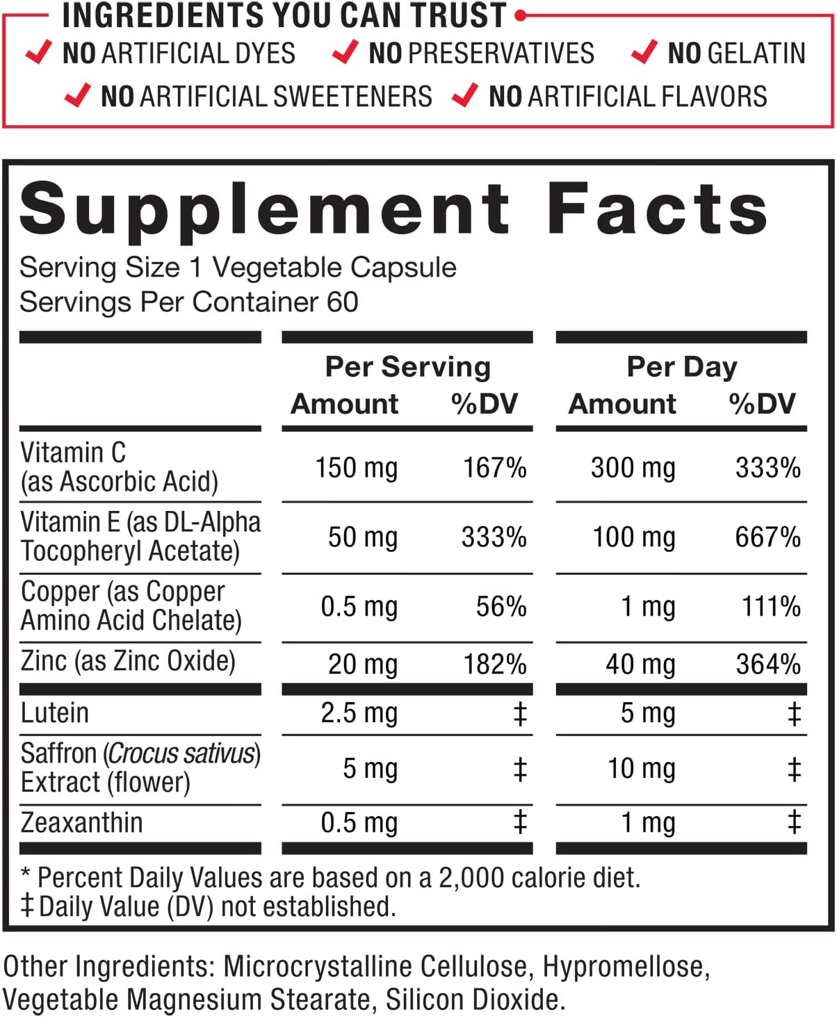 Clinical Strength Eye Vitamins with Lutein & Zeaxanthin, Eye Health Supplements for Adults, 60 Capsules, Supports Vision and Blue-Light Protection