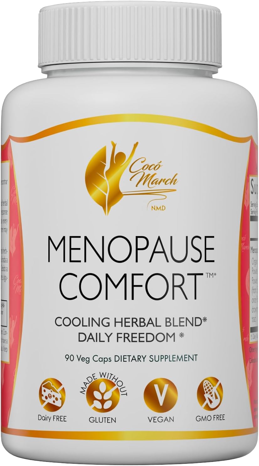 Cocó March N.M.D Menopause Comfort Fast Relief - 90 Veggie Caps, Dairy Free, Gluten Free, Vegan, GMO Free