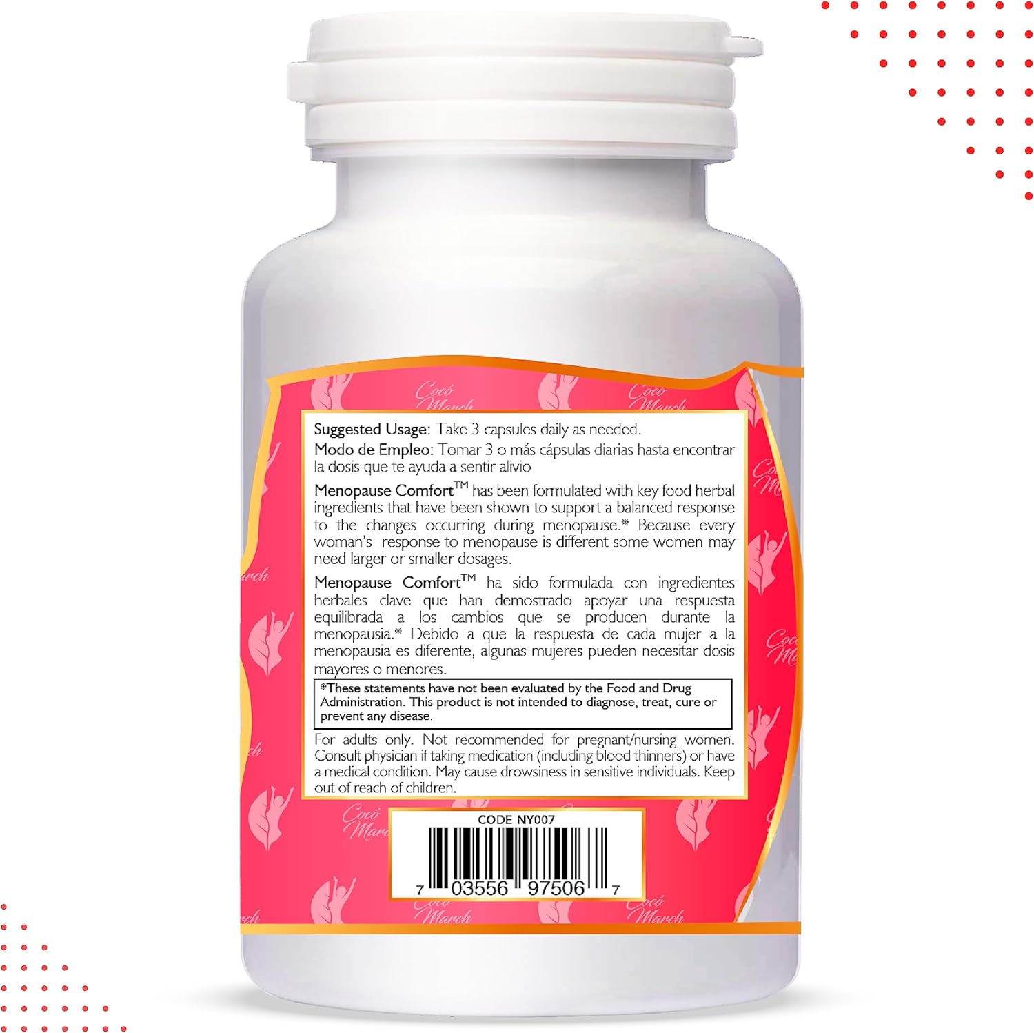 Cocó March N.M.D Menopause Comfort Fast Relief - 90 Veggie Caps, Dairy Free, Gluten Free, Vegan, GMO Free