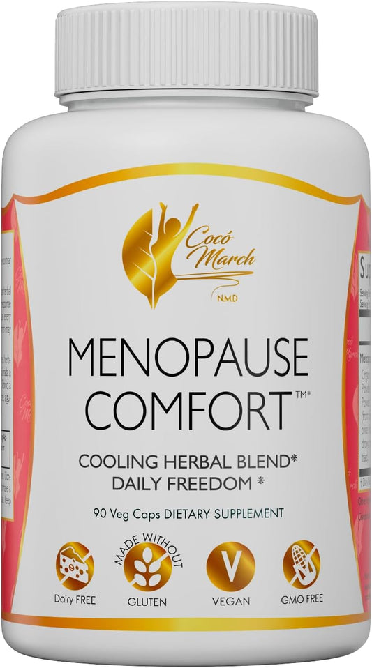 Cocó March N.M.D Menopause Comfort Herbal Blend - Fast Relief from Flushing, Cooling Formula - Dairy, Gluten, Vegan, GMO Free - 90 Veggie Caps