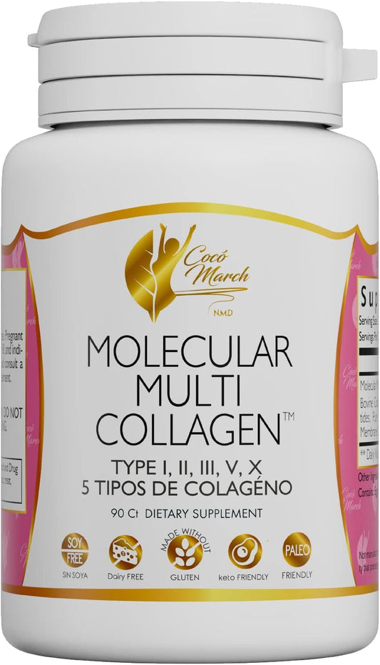 Cocó March N.M.D Molecular Multi-Collagen - Low Molecular Weight Collagen Capsules for Joints, Skin, Nails, Hair - Gluten, Soy, Dairy Free - Keto, Paleo Friendly