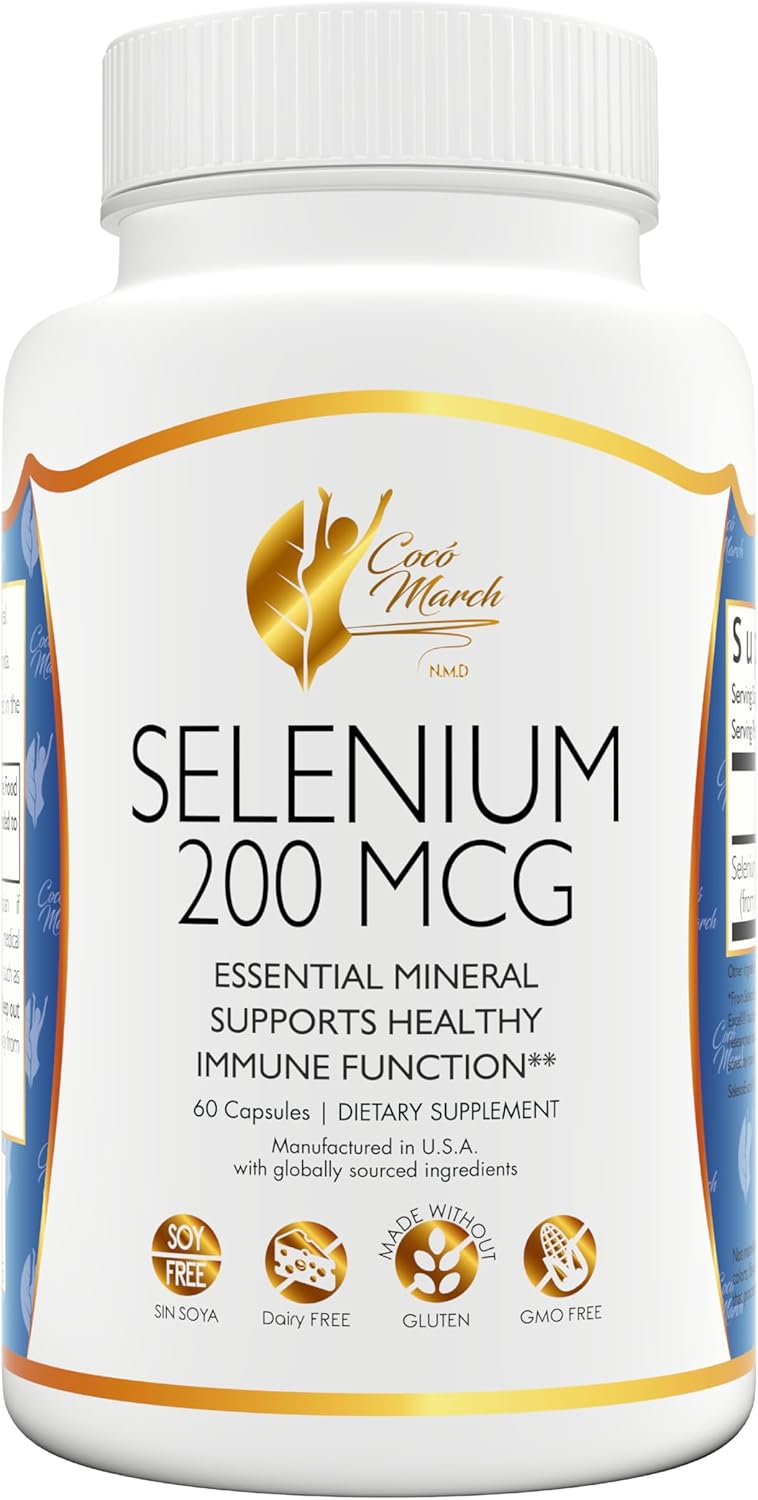 Cocó March N.M.D Selenium Supplement - 200 mcg, 90 Capsules - Thyroid Health Support - Gluten, Soy, Dairy, GMO Free - Vegan - 3 Month Supply
