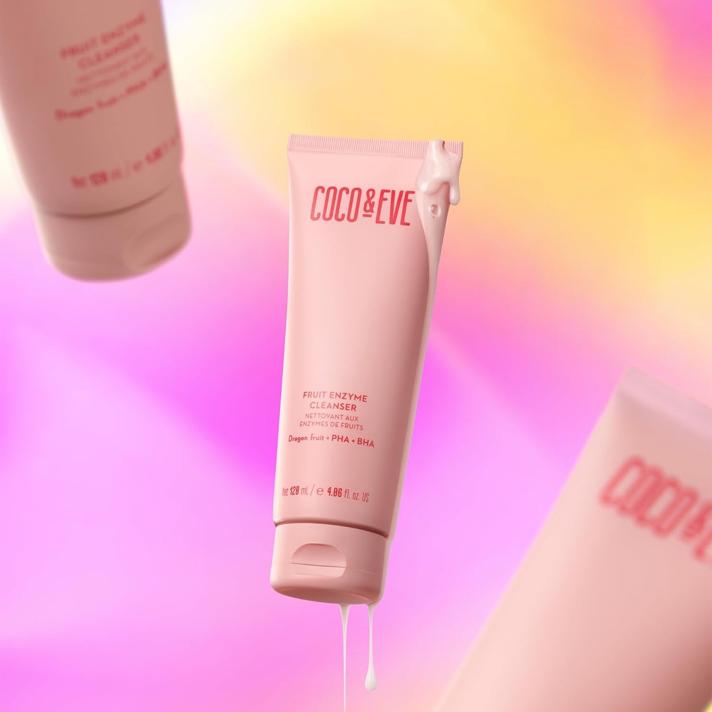 Coco & Eve Fruit Enzyme Cleanser - Gentle Water-Based Cleanser for Radiant Skin. Refines Pores, Exfoliates, and Hydrates with BHA, Prebiotic, Papaya Enzyme & Vitamin E (4.06 fl oz)