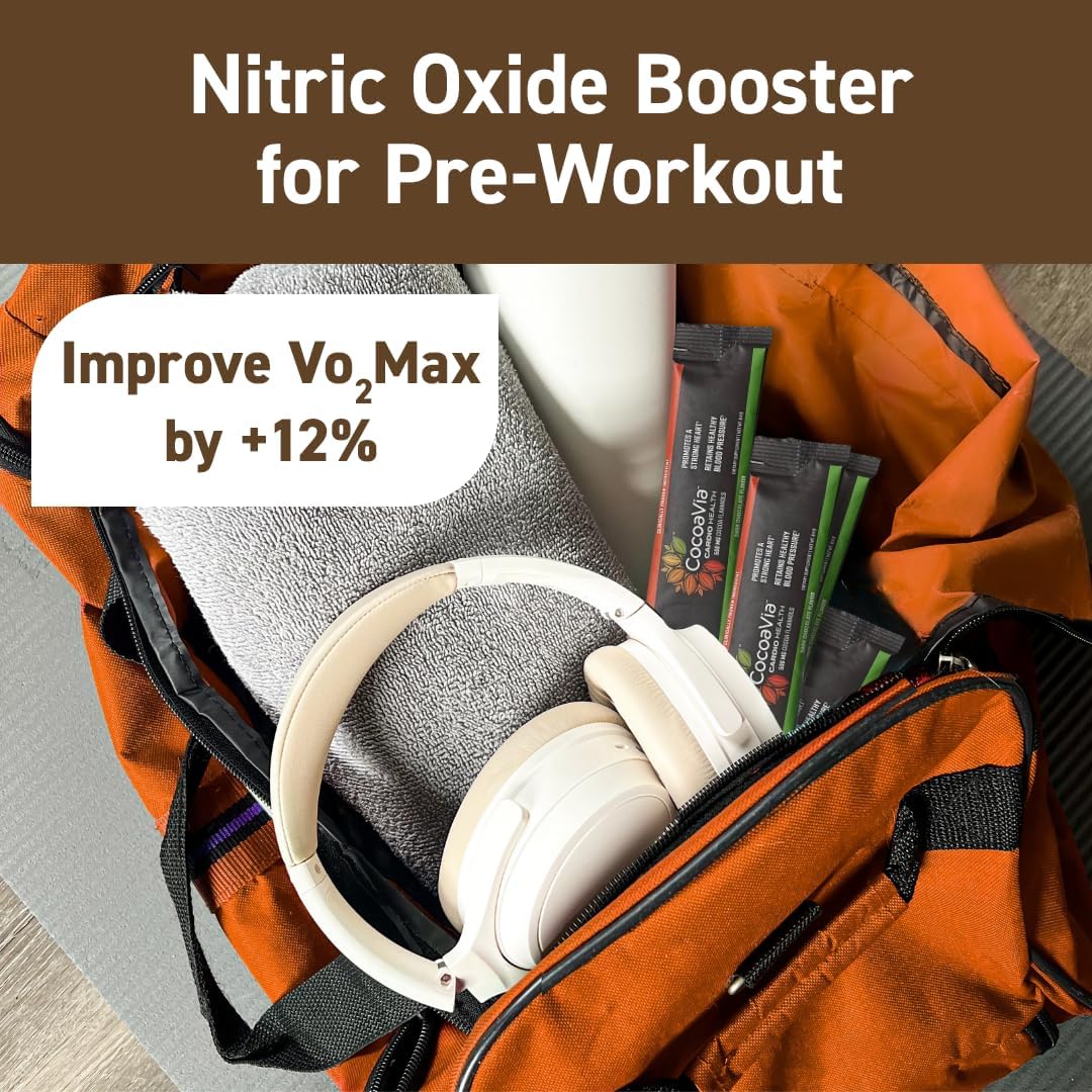 CocoaVia Cocoa Powder Sticks - 15 Single Serve Packs, 500mg Cocoa Flavanols, Heart Health Support, Nitric Oxide Boost, Energy, Preworkout, Vegan, Travel-Friendly