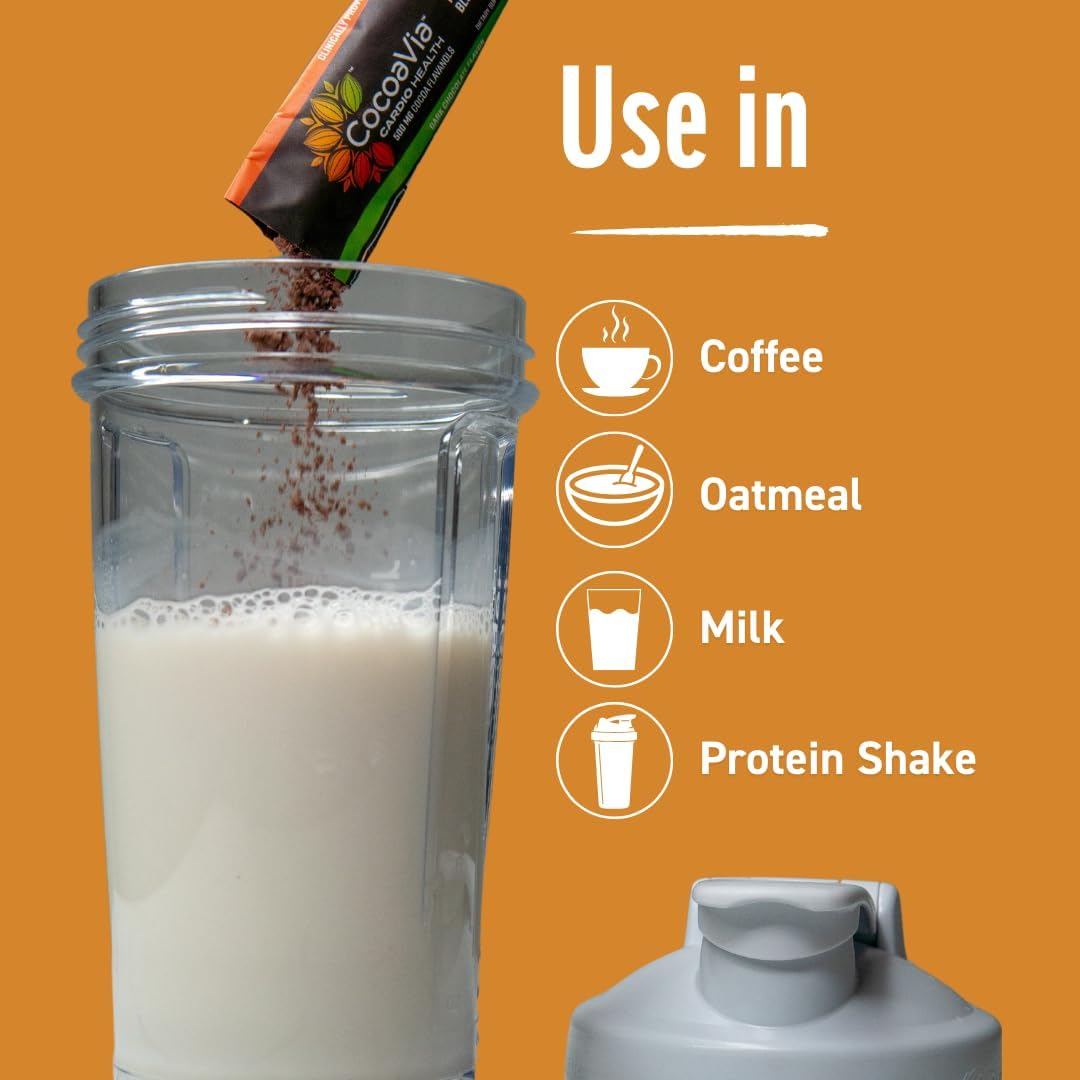 CocoaVia Cocoa Powder Sticks - 15 Single Serve Packs, 500mg Cocoa Flavanols, Heart Health Support, Nitric Oxide Boost, Energy, Preworkout, Vegan, Travel-Friendly