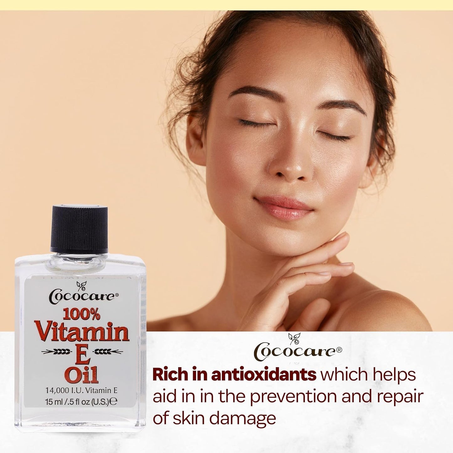 COCOCARE 100% Vitamin E Oil, 14000 I.U., 0.5 Fl Oz - Skin Moisturizer and Antioxidant for Protection