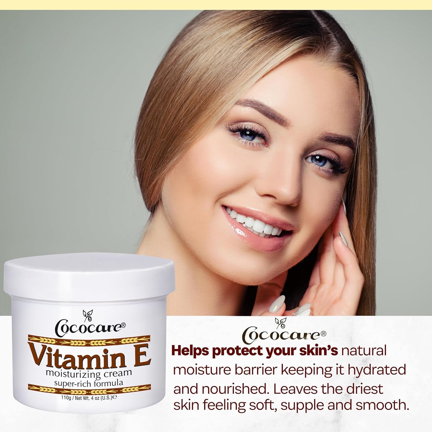 Cococare Vitamin E Moisturizing Cream - High Potency 4 Oz Skin Moisturizer