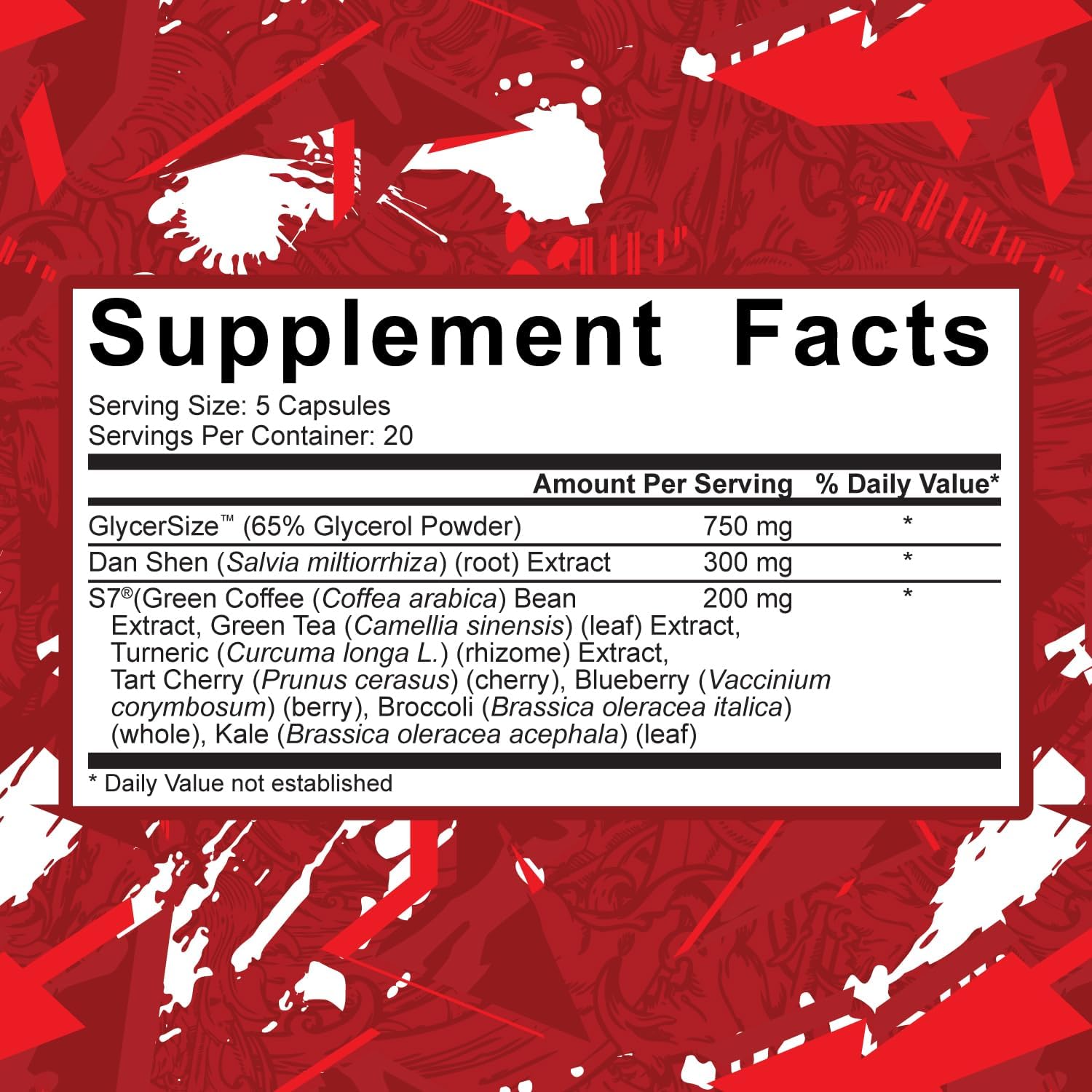 Code Red Pump Caps - Nitric Oxide Booster Capsules with Glycersize, Dan Shen, S7 - 100 Count
