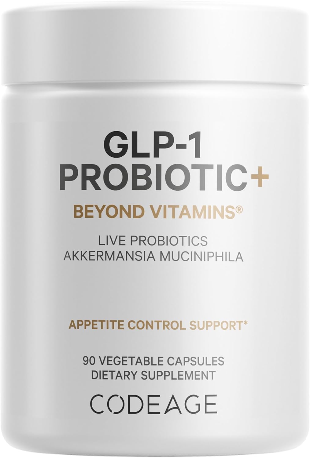 Codeage GLP-1 Probiotic+ Supplement with Live Probiotics and Prebiotics - 90 Capsules, 500 Million AFU - 3 Month Supply