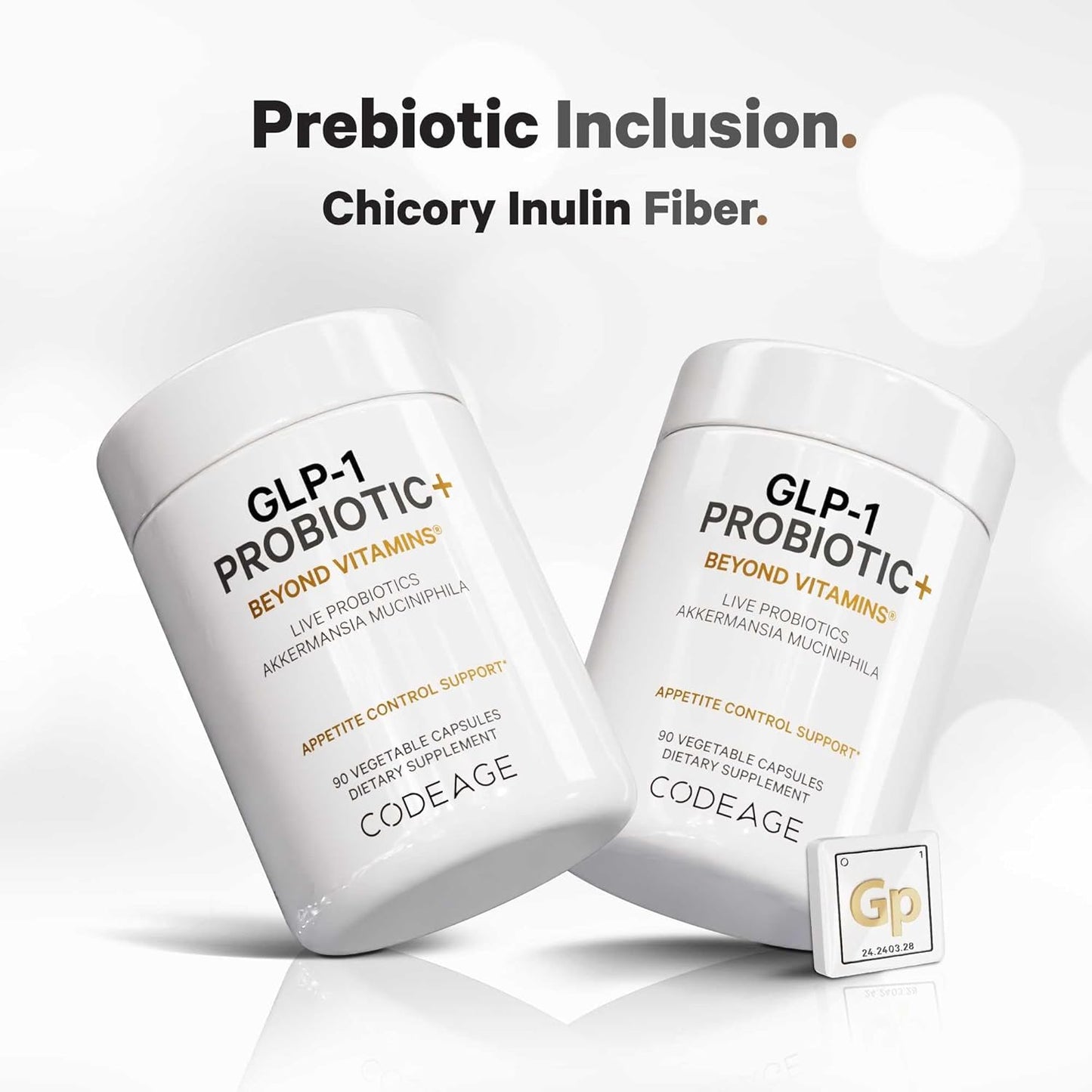 Codeage GLP-1 Probiotic+ Supplement with Live Probiotics and Prebiotics - 90 Capsules, 500 Million AFU - 3 Month Supply
