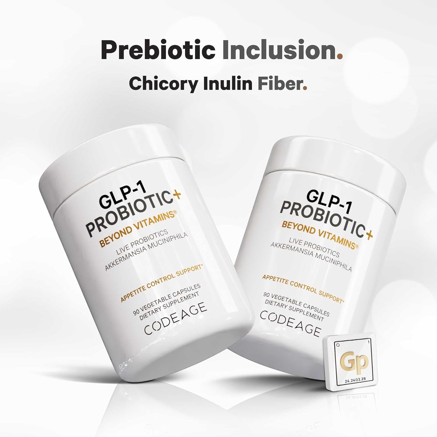 Codeage GLP-1 Probiotic+ Supplement with Live Probiotics and Prebiotics - 90 Capsules, 500 Million AFU - 3 Month Supply