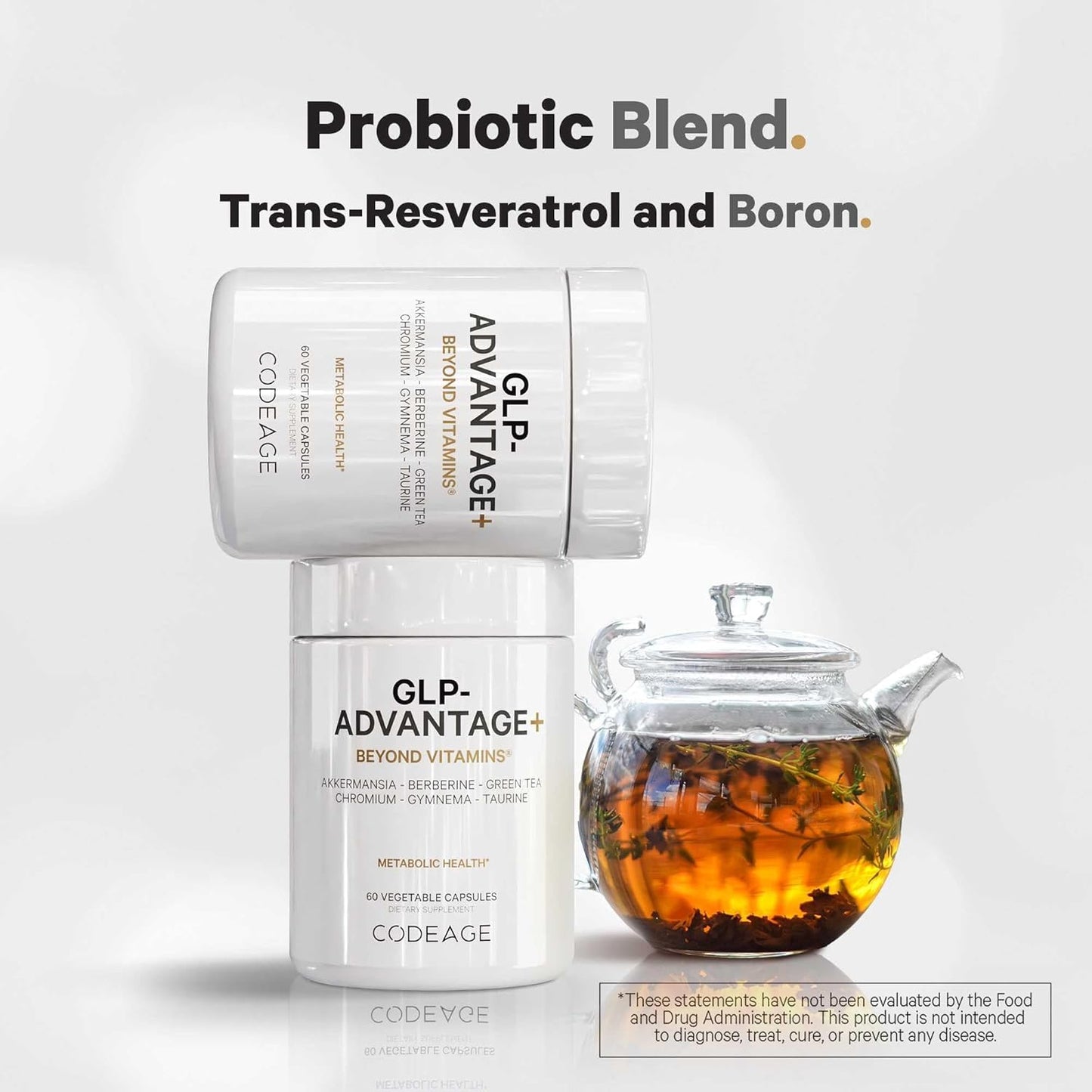 Codeage GLP-Advantage+ Supplement for Metabolic Support - Chromium, Berberine, Green Tea - Weight Management & Gut Health - 60 Capsules