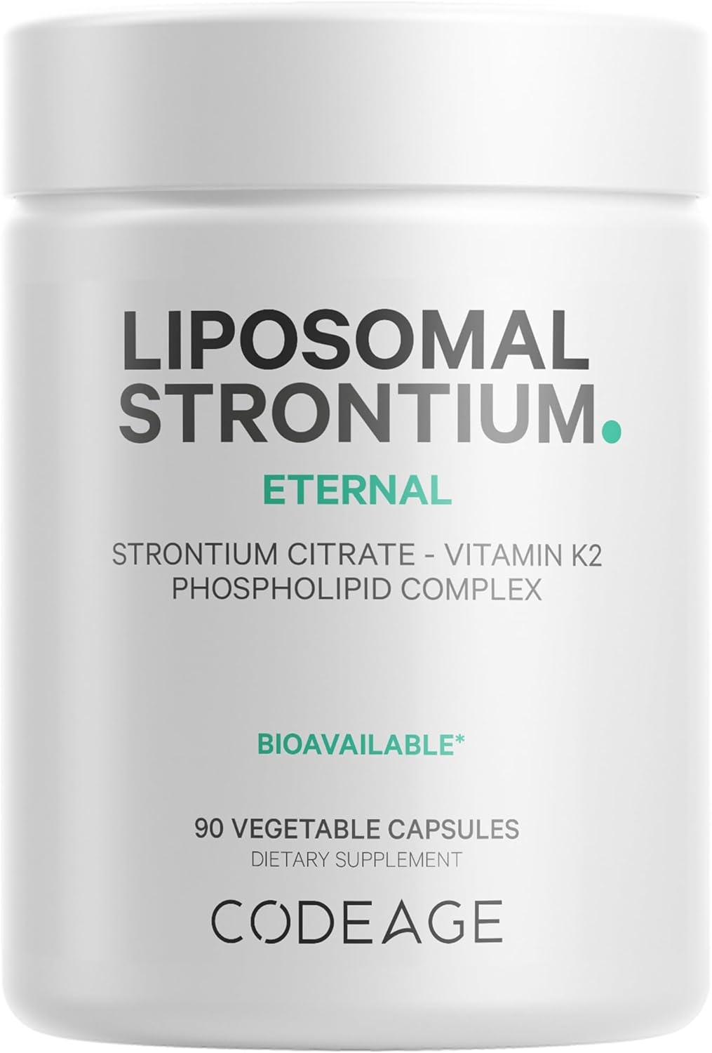 Codeage Liposomal Strontium Supplement with Vitamin K2 - Non-GMO, Gluten-Free Mineral Capsules for Bone Health - 90 Count