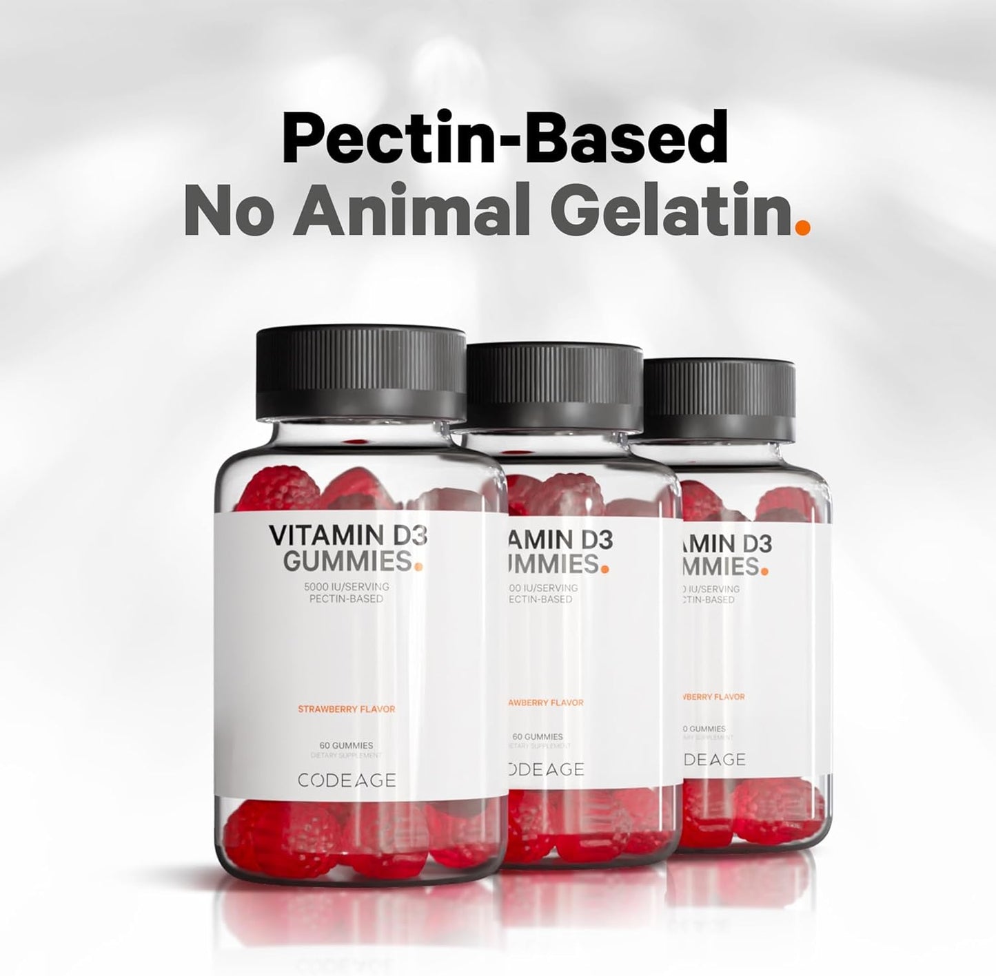 Codeage Vitamin D3 Gummy Vitamins 2-Pack, 5000 IU Cholecalciferol Gummies, Strawberry Flavor, Non-GMO, Pectin-Based