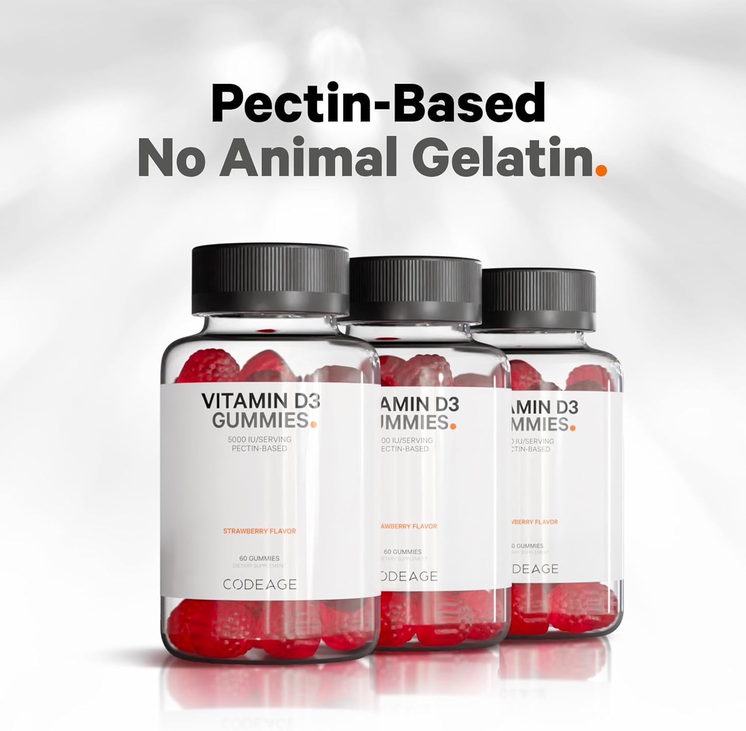 Codeage Vitamin D3 Gummy Vitamins 2-Pack, 5000 IU Cholecalciferol Gummies, Strawberry Flavor, Non-GMO, Pectin-Based