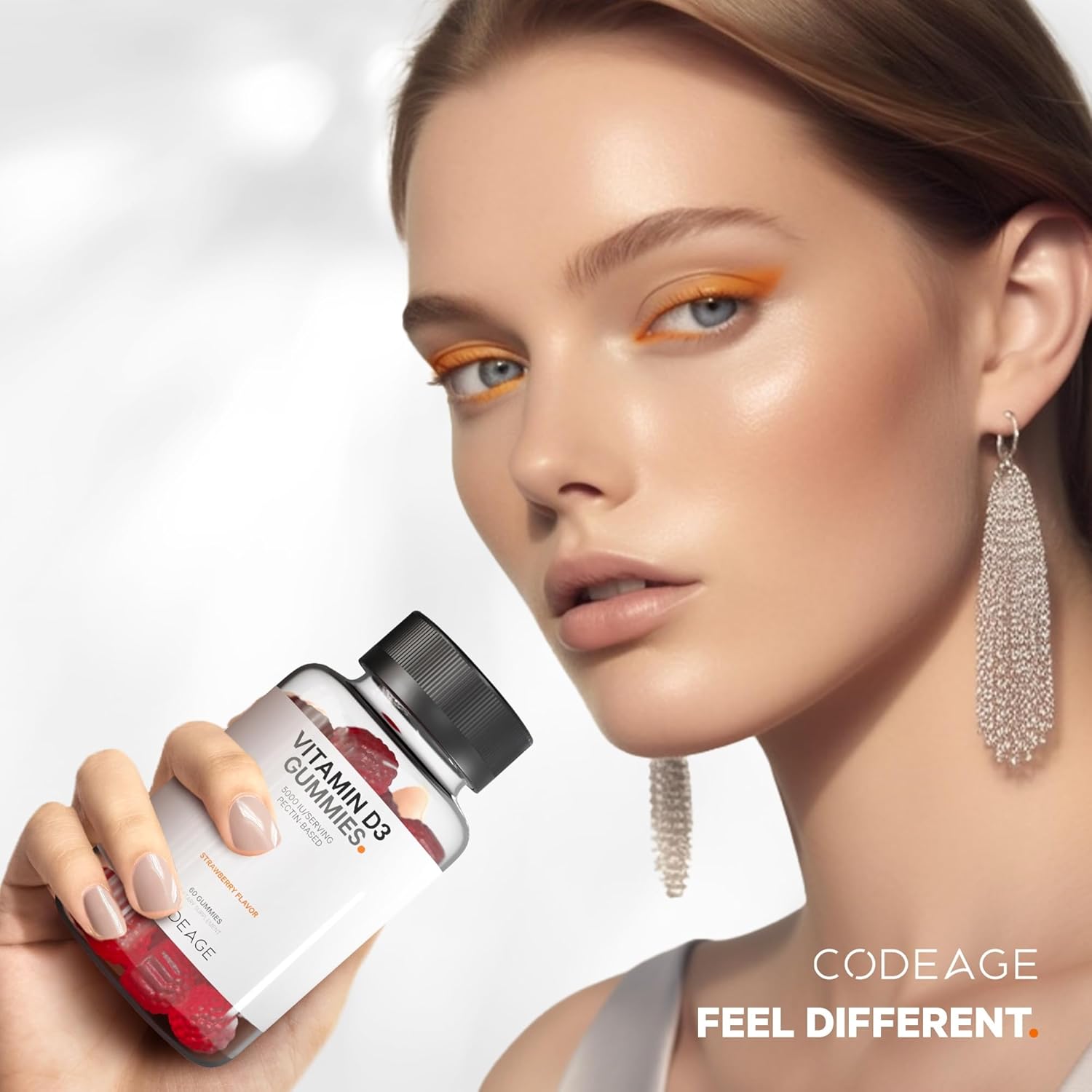 Codeage Vitamin D3 Gummy Vitamins 2-Pack, 5000 IU Cholecalciferol Gummies, Strawberry Flavor, Non-GMO, Pectin-Based