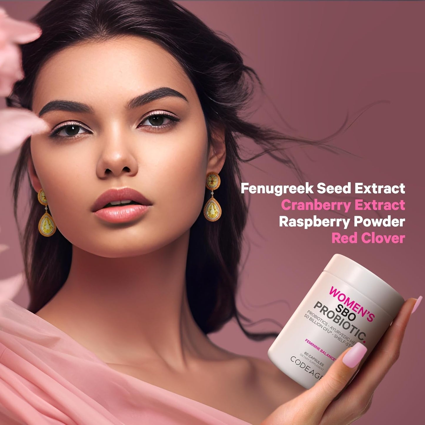 Codeage Women's Probiotics Supplement - 50 Billion CFUs - SBO Probiotics & Prebiotics - Cranberries - Feminine Health - Fermented Botanical Blend - Vegan & Non-GMO - 2 Pack