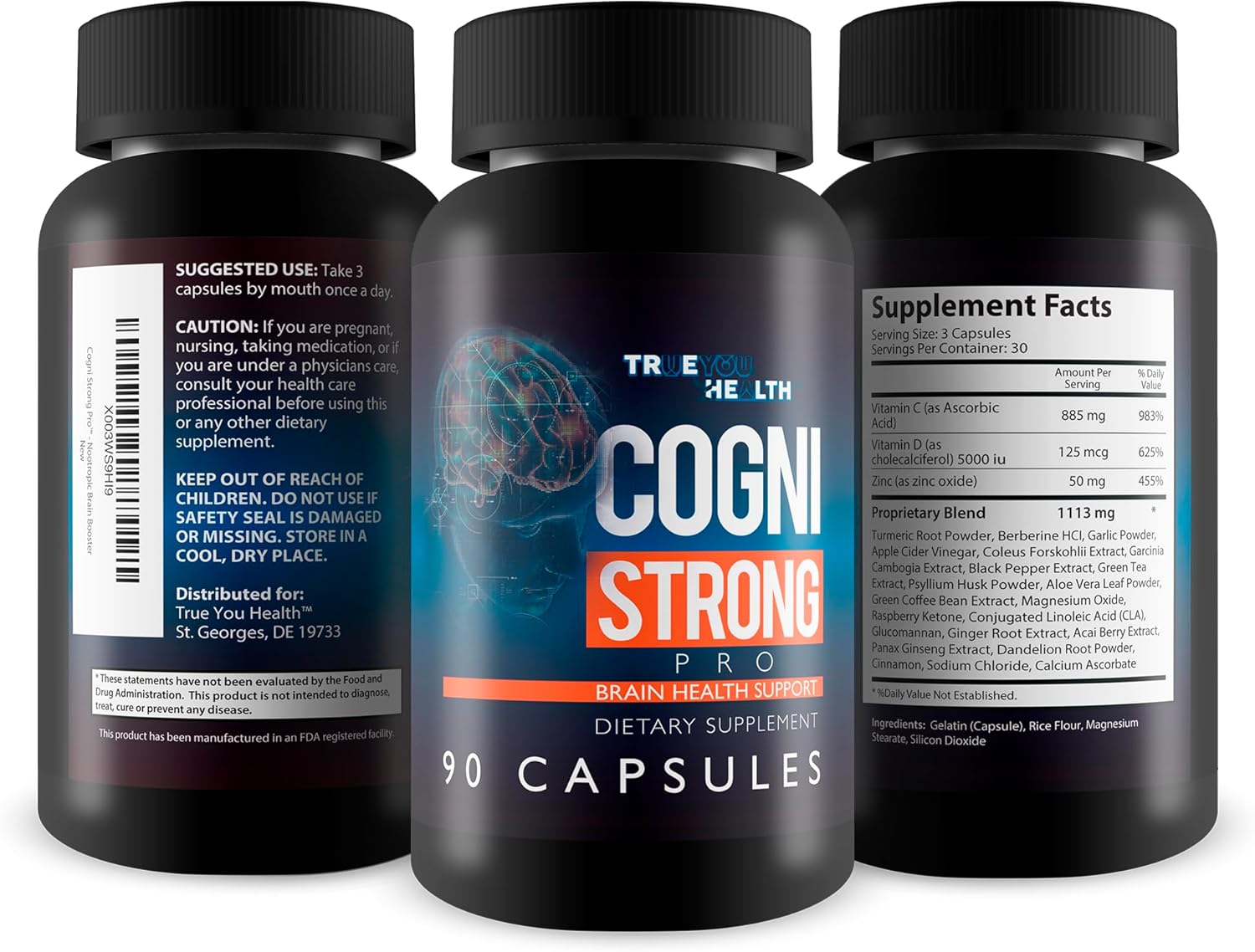 Cogni Strong Pro Brain Supplement with Ginseng, Turmeric, Green Tea & Vitamin D - Memory, Focus, Clarity, Mood - Nootropic Booster for Adults - BoostGo Australia