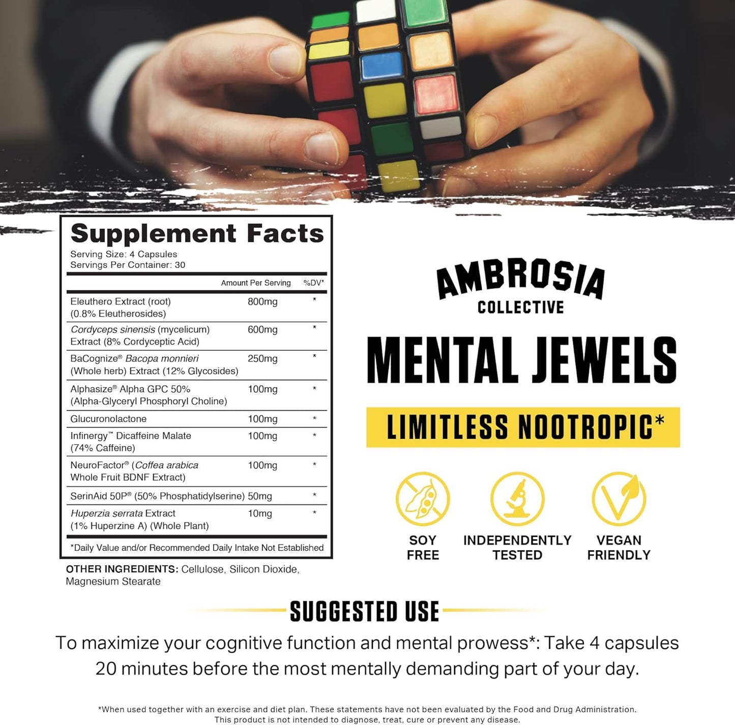 Cognitive Enhancer Capsules - Boost Memory, Focus, & Communication | Alpha GPC, Choline, BaCognize | 120 Veggie Capsules