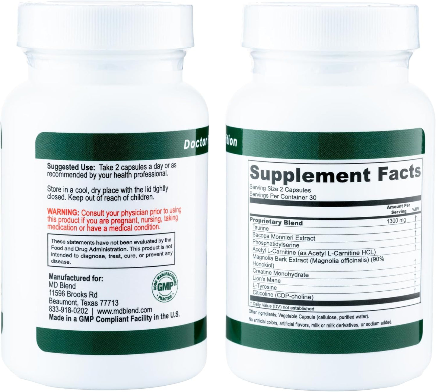 Cognitive Wellness Memory Supplement - Premium Ingredients for Neural Function & Focus - M.D. Blend Memory - 30 Capsules x 3 Pack