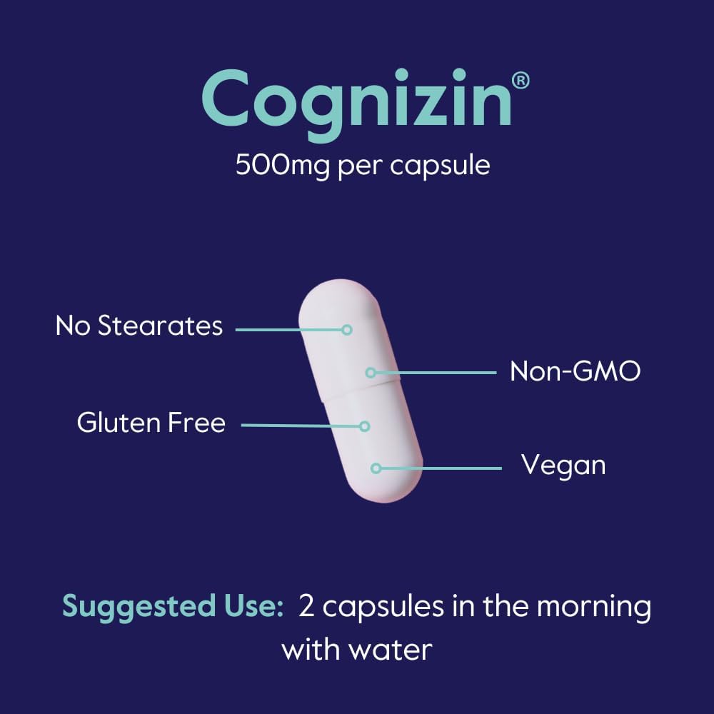 Cognizin 500mg & Alpha GPC 300mg Brain Supplements - Improve Memory and Focus - No Stearates