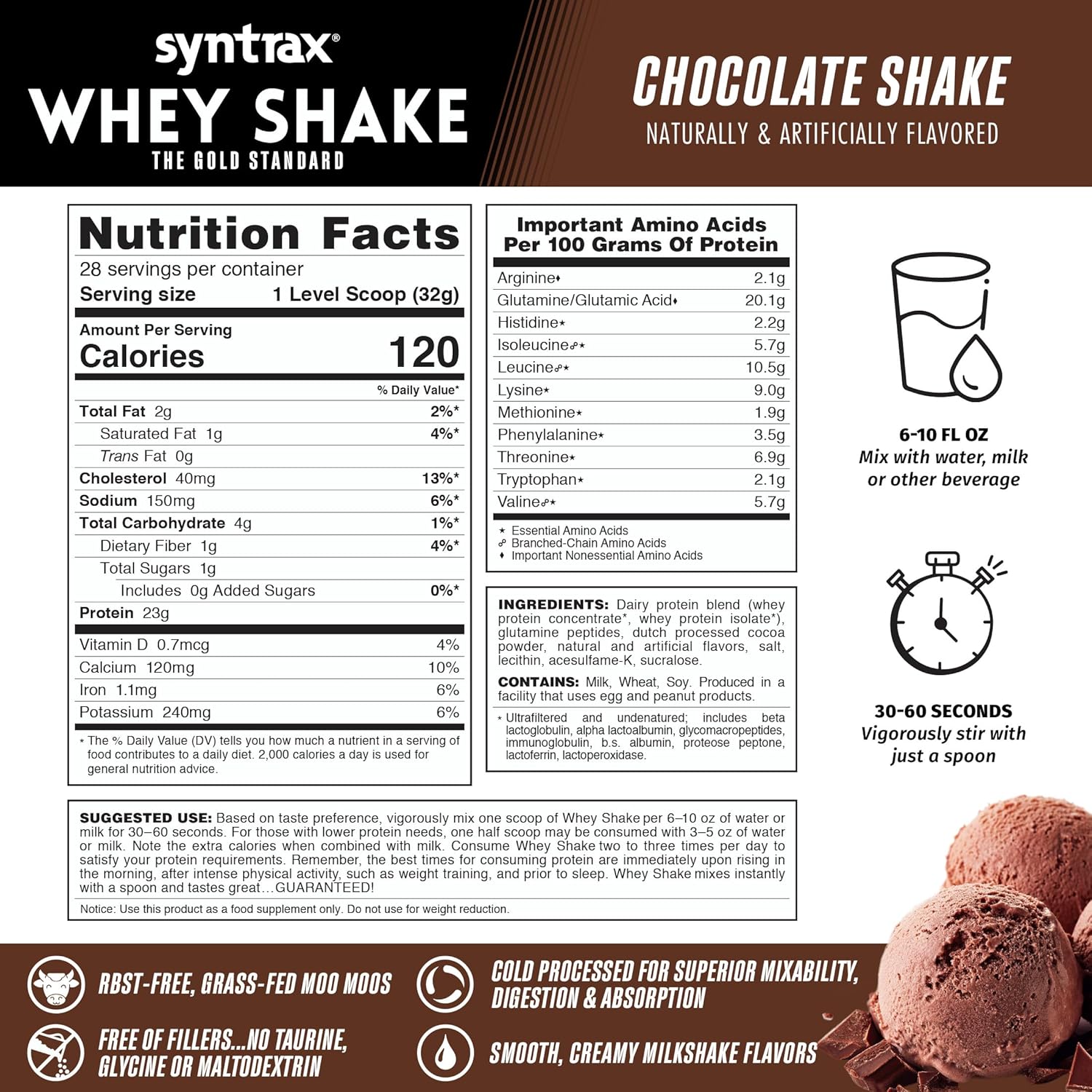 Cold Filtered Chocolate Whey Protein Powder by Syntrax Nutrition - 2 lbs of Undenatured Protein Blend
